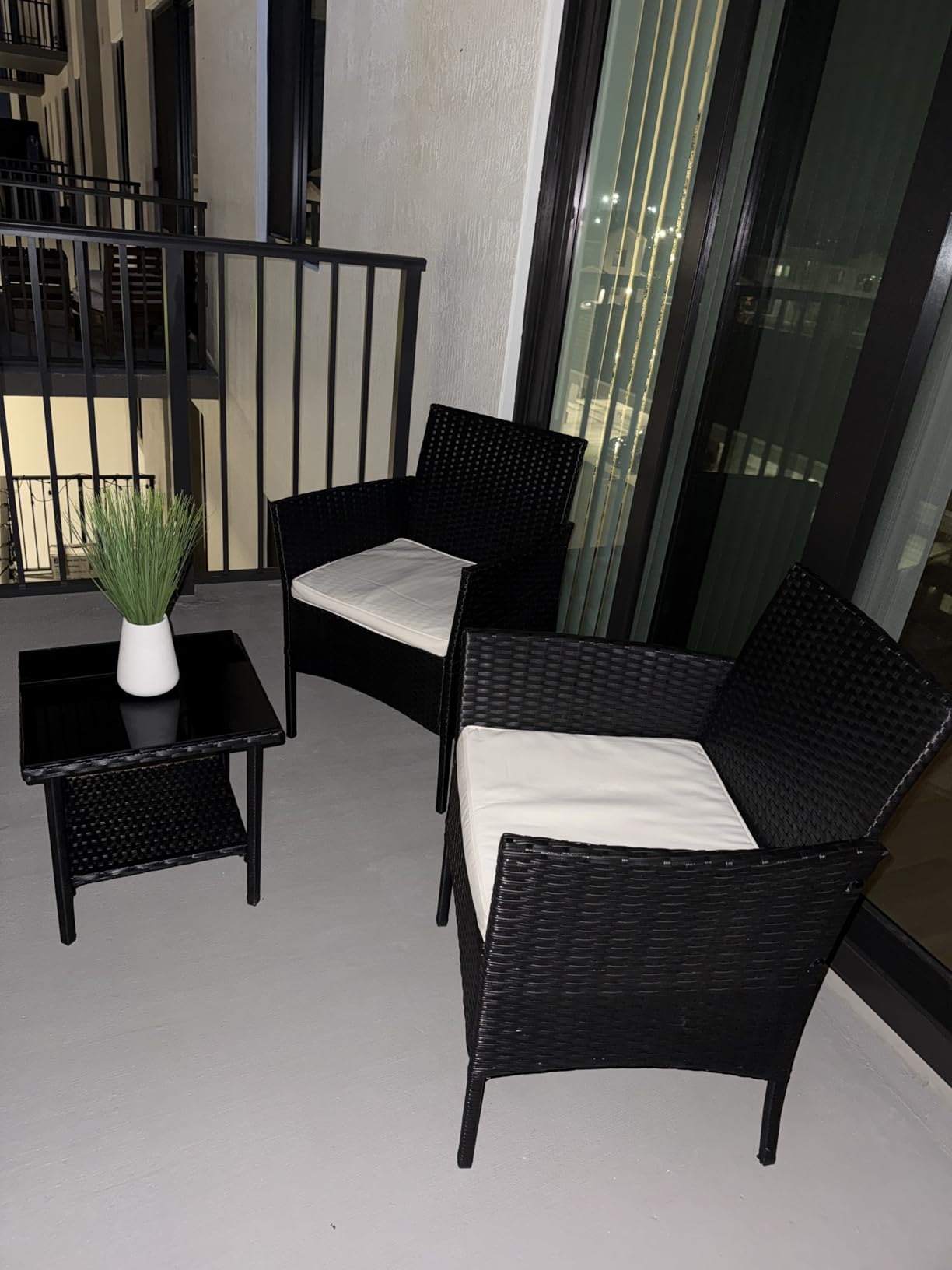 FDW Wicker Outdoor Furniture Patio Furniture Set of 3 Rattan Patio Chairs Outdoor Chairs Patio Conversation Set with Coffee Table for Yard Backyard Lawn Porch Poolside Balcony,Black - Customer Photo 1