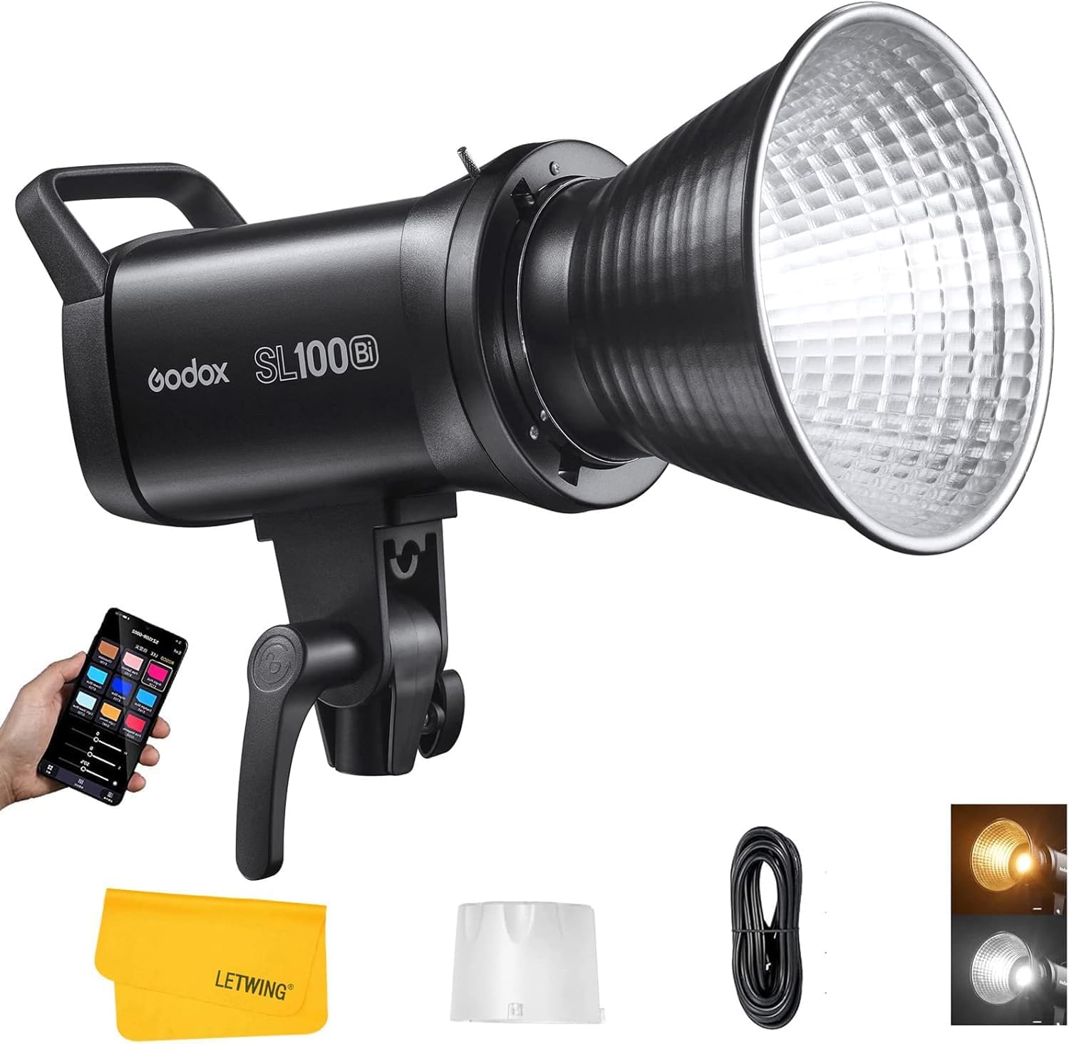 Godox SL100Bi 100W Bi-Color LED Video Light Bowens Mount, 32100Lux@1M, LED Continuous Lighting w/11 FX Effects, 2800K-6500K TLCI97+, Wireless Control, Studio Light for Photography Video Live Streaming - Customer Photo 1