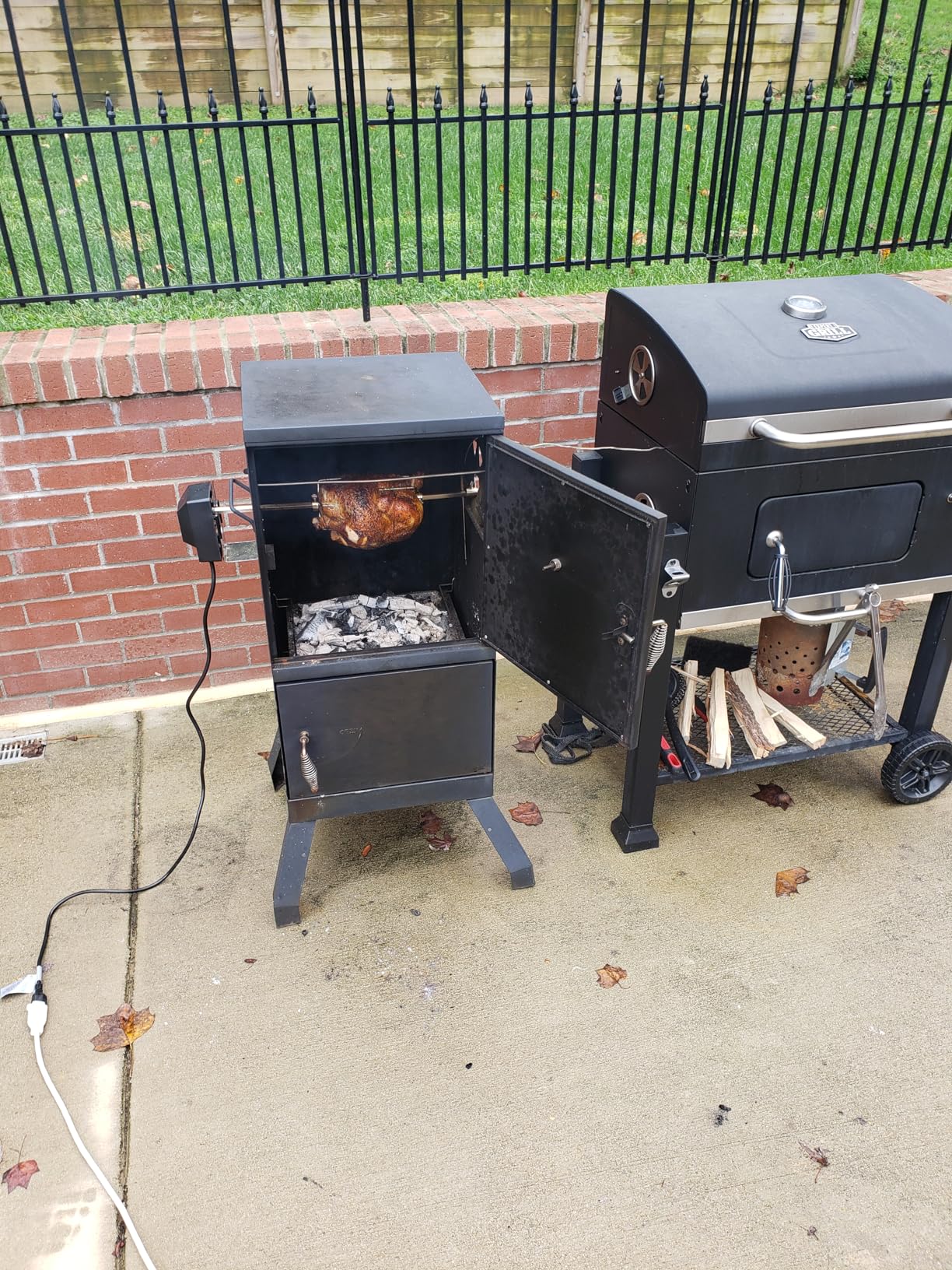Universal Rotisserie Grill Kit, 360° Automatic Rotating Rotisserie Kit | with 120V 4W Motor, 28