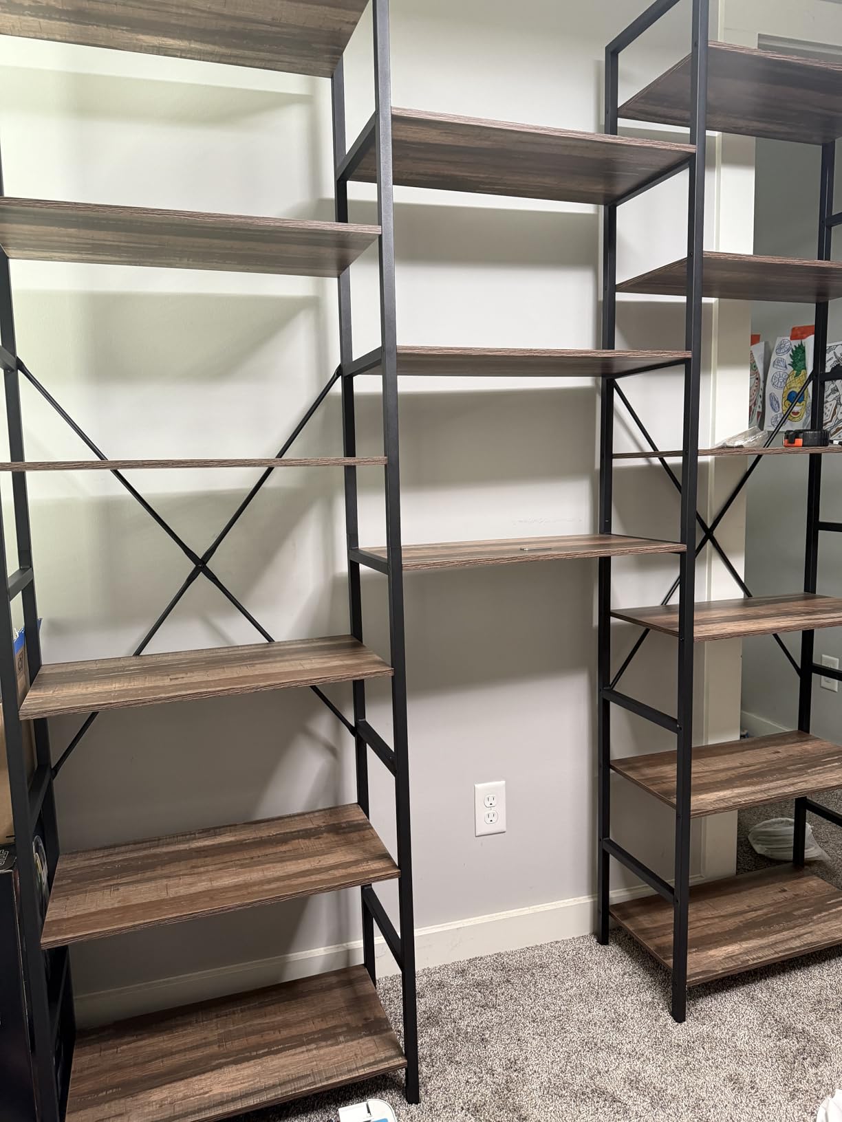 IRONCK Bookcases and Bookshelves Triple Wide 5 Tiers Industrial Bookshelf, Large Etagere Bookshelf Open Display Shelves with Metal Frame for Living Room Bedroom Home Office - Customer Photo 2