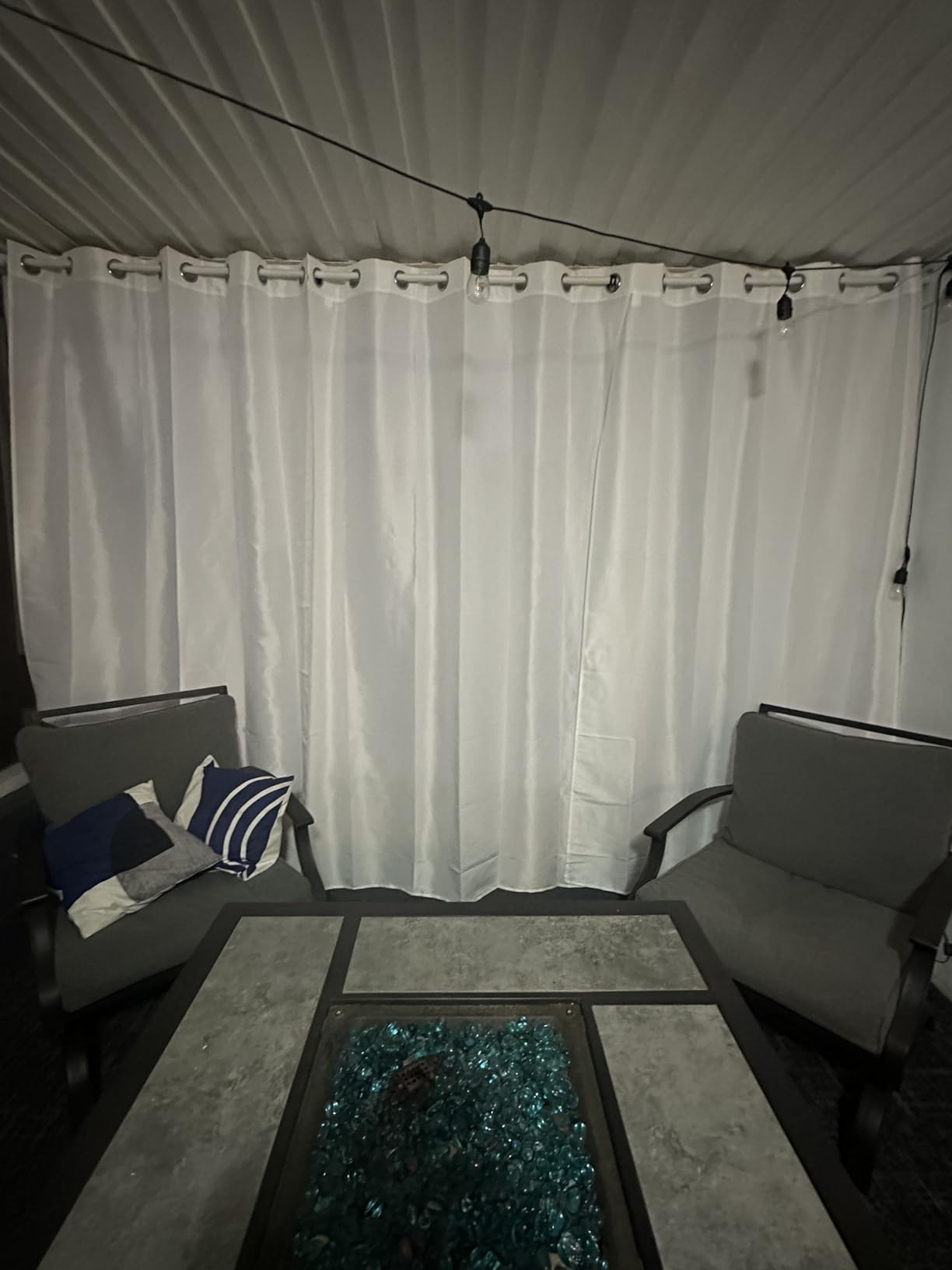 PureFit Outdoor Curtains for Patio Waterproof Weatherproof, UV Resistant Outside Curtains for Gazebo, Front Porch, Pergola, Sun Blocking Privacy Curtain, 52W x 84L inch, 1 Panel, White Customer Review PureFit Outdoor Curtains for Patio Waterproof Weatherproof, UV Resistant Outside Curtains for Gazebo, Front Porch, Pergola, Sun Blocking Privacy Curtain, 52W x 84L inch, 1 Panel, White - Customer Photo 2