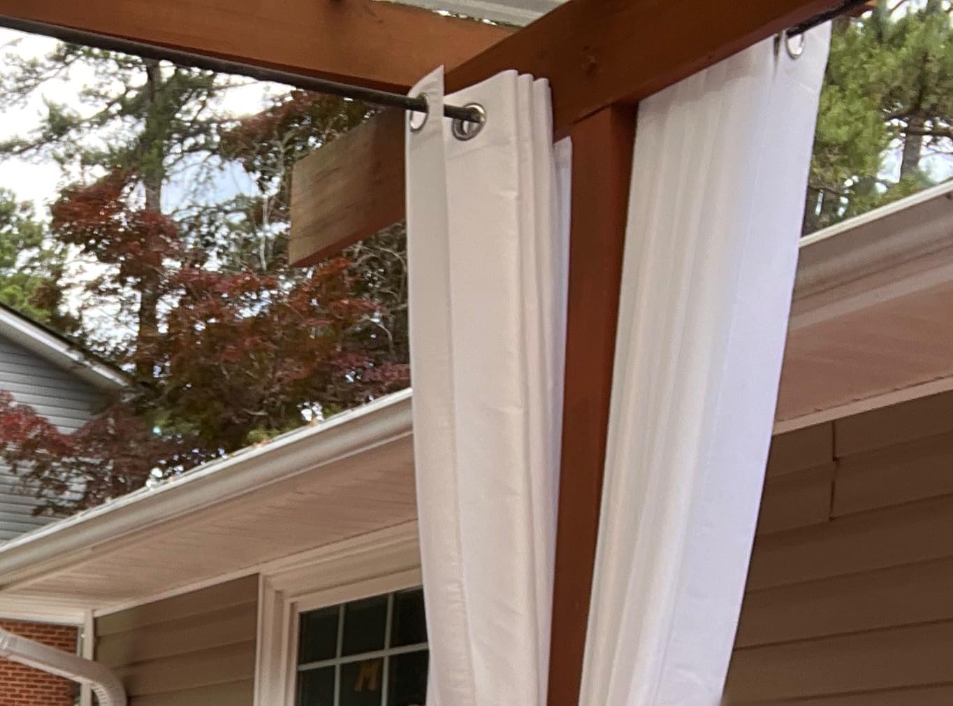 OutdoorLines Waterproof Indoor Outdoor Curtains for Patio-Privacy Sun Blocking Grommet Curtain Panel Weatherproof, UV Resistant Curtains for Gazebo, Front Porch, Pergola White 52W x 84L Inch 1 Panel Customer Review OutdoorLines Waterproof Indoor Outdoor Curtains for Patio-Privacy Sun Blocking Grommet Curtain Panel Weatherproof, UV Resistant Curtains for Gazebo, Front Porch, Pergola White 52W x 84L Inch 1 Panel - Customer Photo 1