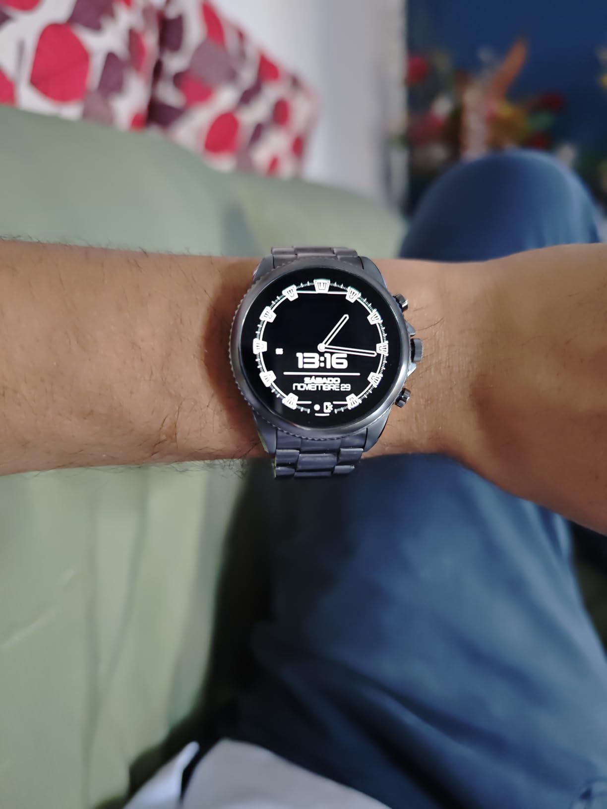 Fossil Men's Gen 6 44mm Stainless Steel and Silicone Touchscreen Smart Watch, Color: Black (Model: FTW4061V) - Customer Photo 1