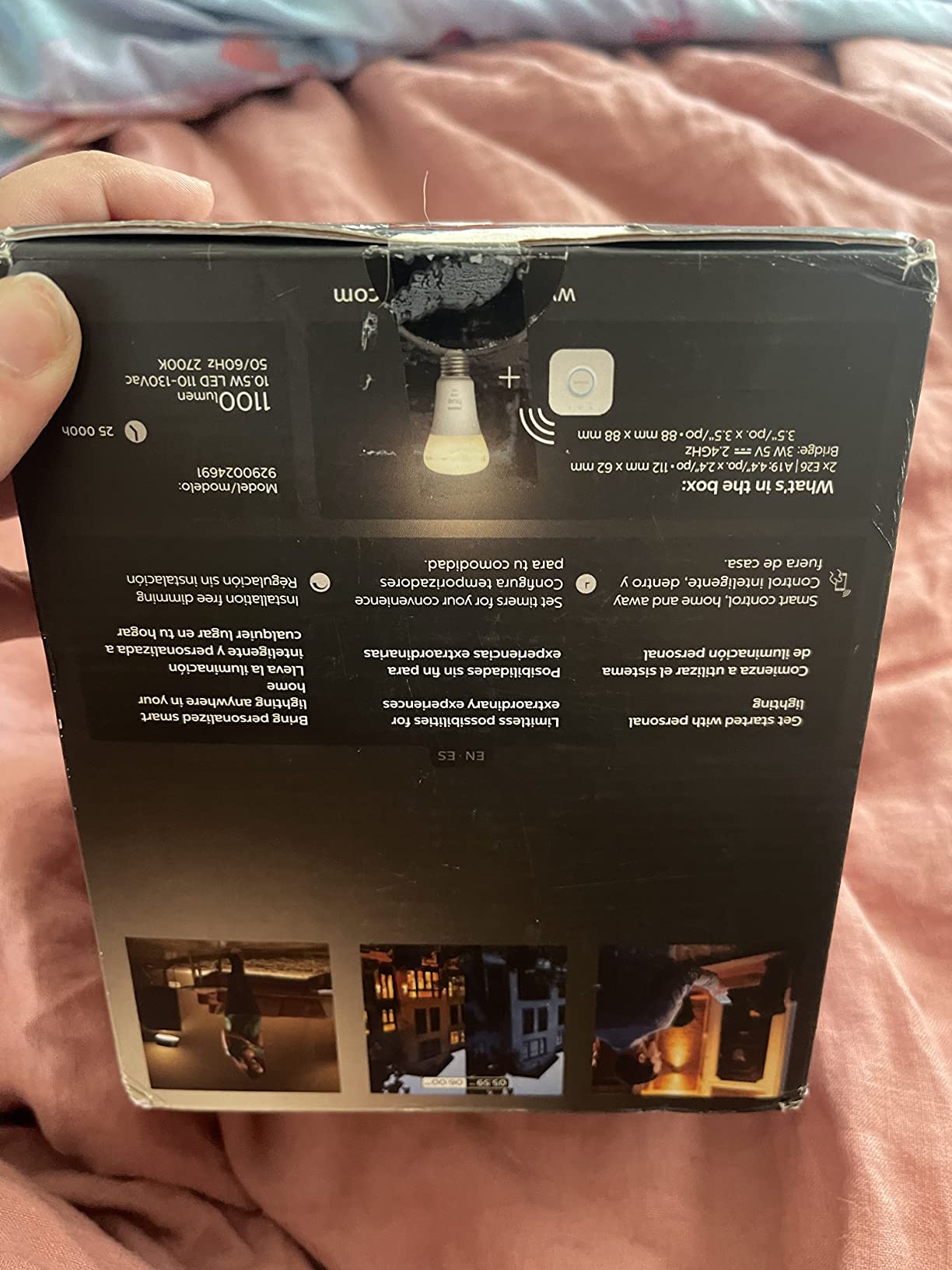 Philips Hue White Smart Light Starter Kit - Includes (1) Bridge and (2) 75W A19, E26 LED Smart Soft White Bulbs - Control with App - Compatible with Alexa, Google Assistant, and Apple HomeKit - Customer Photo 4