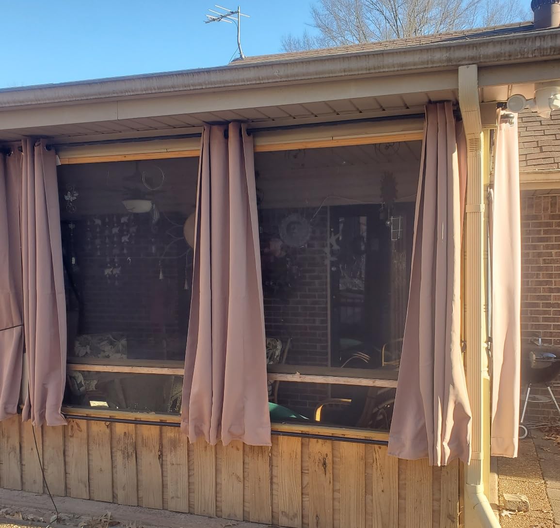 NICETOWN 2 Panels Weighted Blackout Curtains Patio Waterproof Outdoor Curtains, Thermal Insulated Top & Bottom Grommet & Back Tab Wind-Break Drapes Privacy for Pergola, W52 by L84, Tan-Khaki Customer Review NICETOWN 2 Panels Weighted Blackout Curtains Patio Waterproof Outdoor Curtains, Thermal Insulated Top & Bottom Grommet & Back Tab Wind-Break Drapes Privacy for Pergola, W52 by L84, Tan-Khaki - Customer Photo 2
