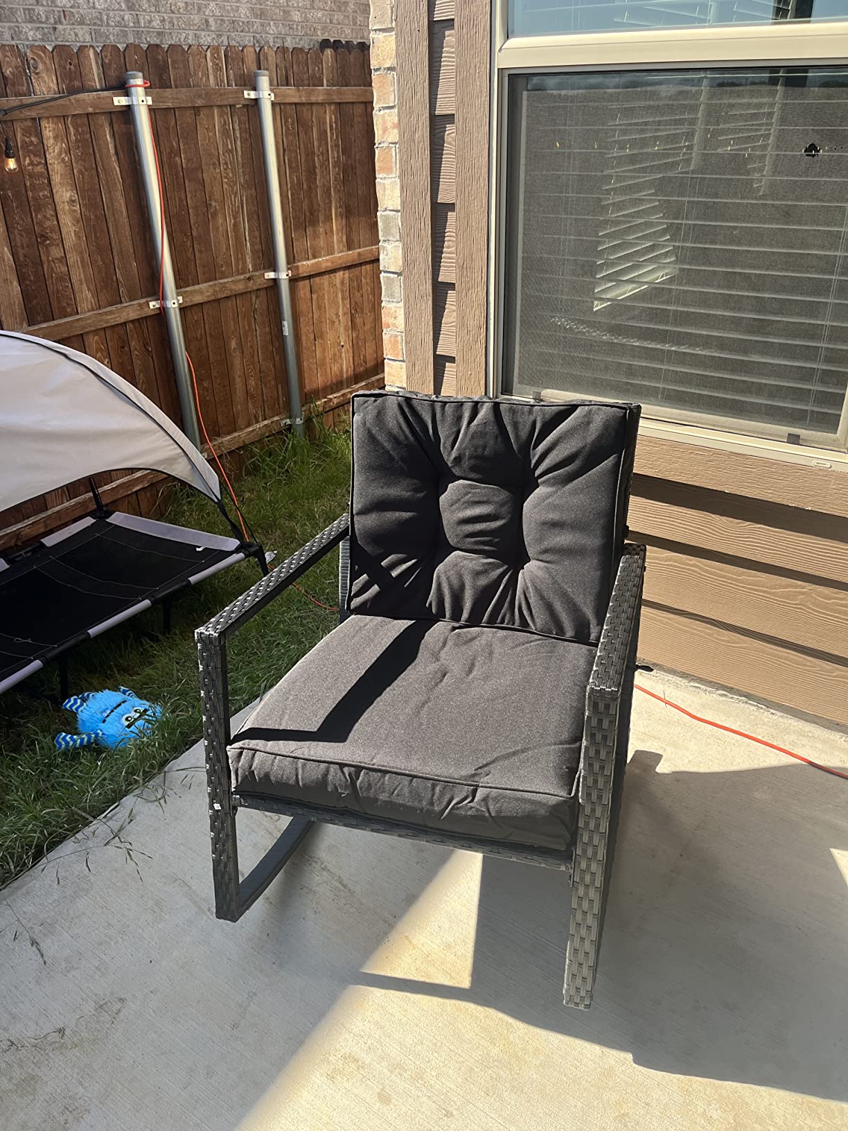 Tangkula Wicker Rocking Chair, Outdoor Glider Rattan Rocker Chair with Heavy-Duty Steel Frame, Patio Wicker Furniture Seat with 5 Tangkula Wicker Rocking Chair, Outdoor Glider Rattan Rocker Chair with Heavy-Duty Steel Frame, Patio Wicker Furniture Seat with 5