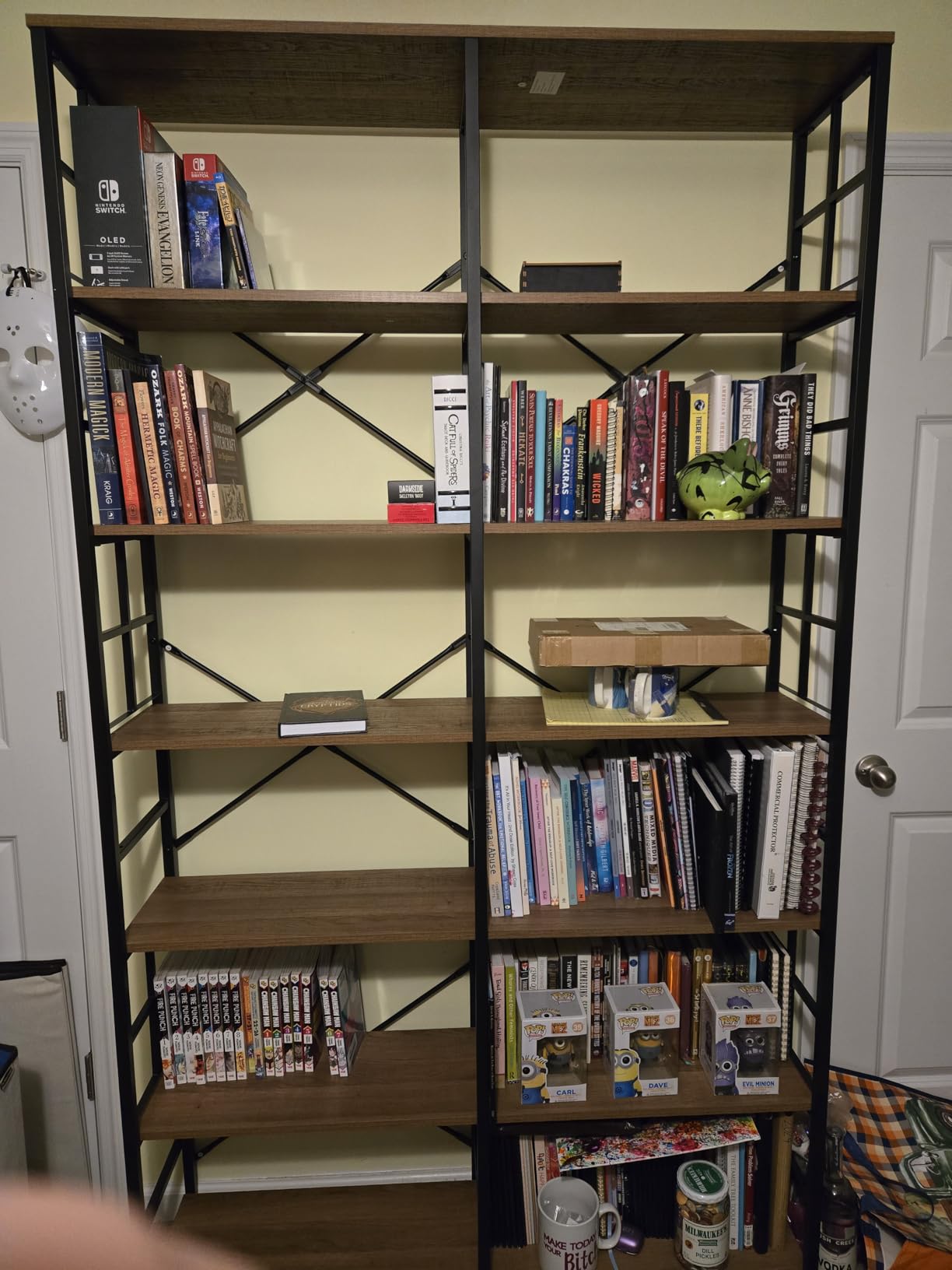 HOMISSUE Bookshelf, Industrial Double Wide 7-Tier Bookshelves, 84