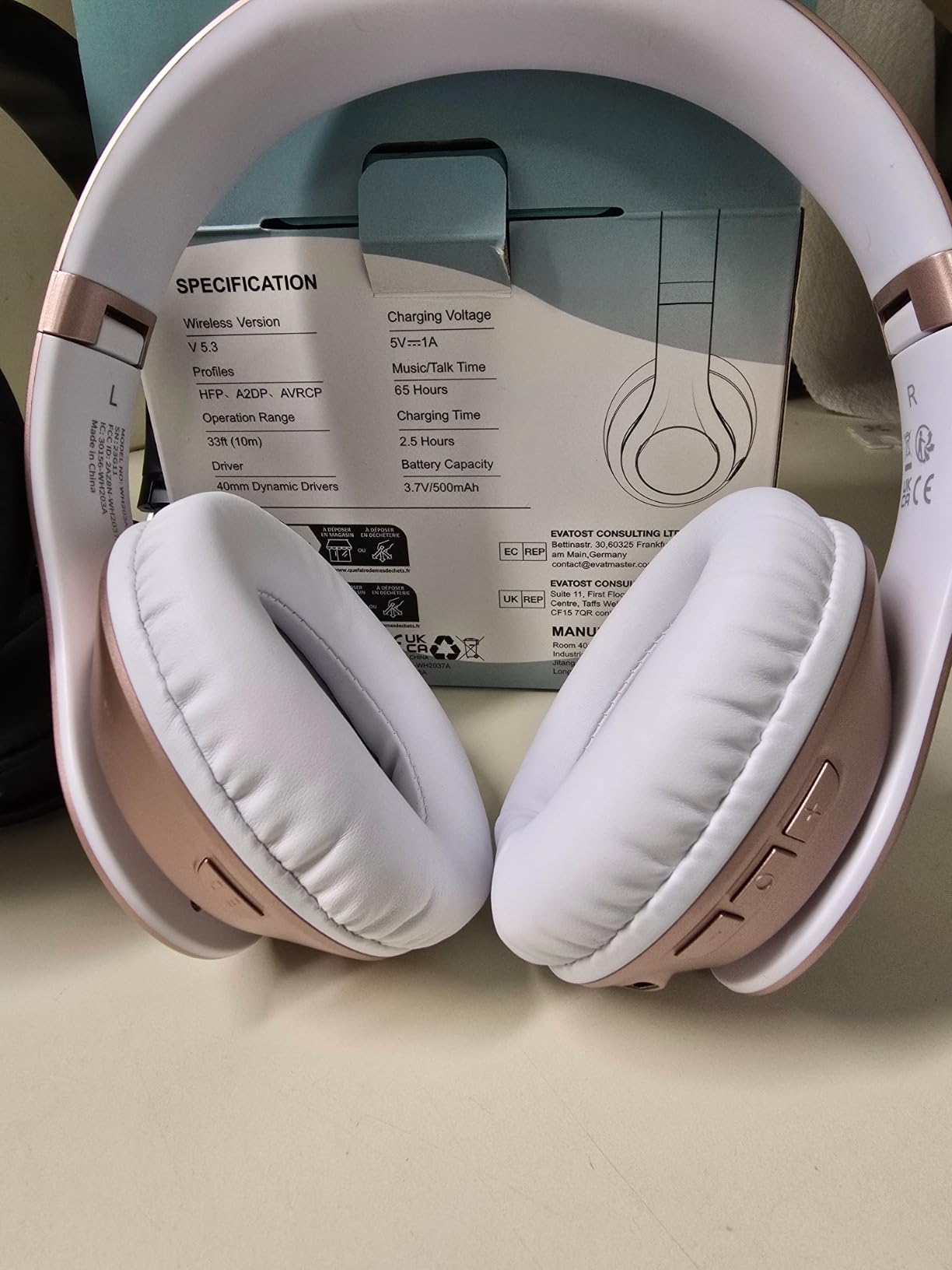Uliptz Wireless Bluetooth Headphones, 65H Playtime, 6 EQ Sound Modes, HiFi Stereo Over Ear Headphones with Microphone, Foldable Lightweight Bluetooth 5.3 Headphone for Travel/Office/Cellphone/PC - Customer Photo 2