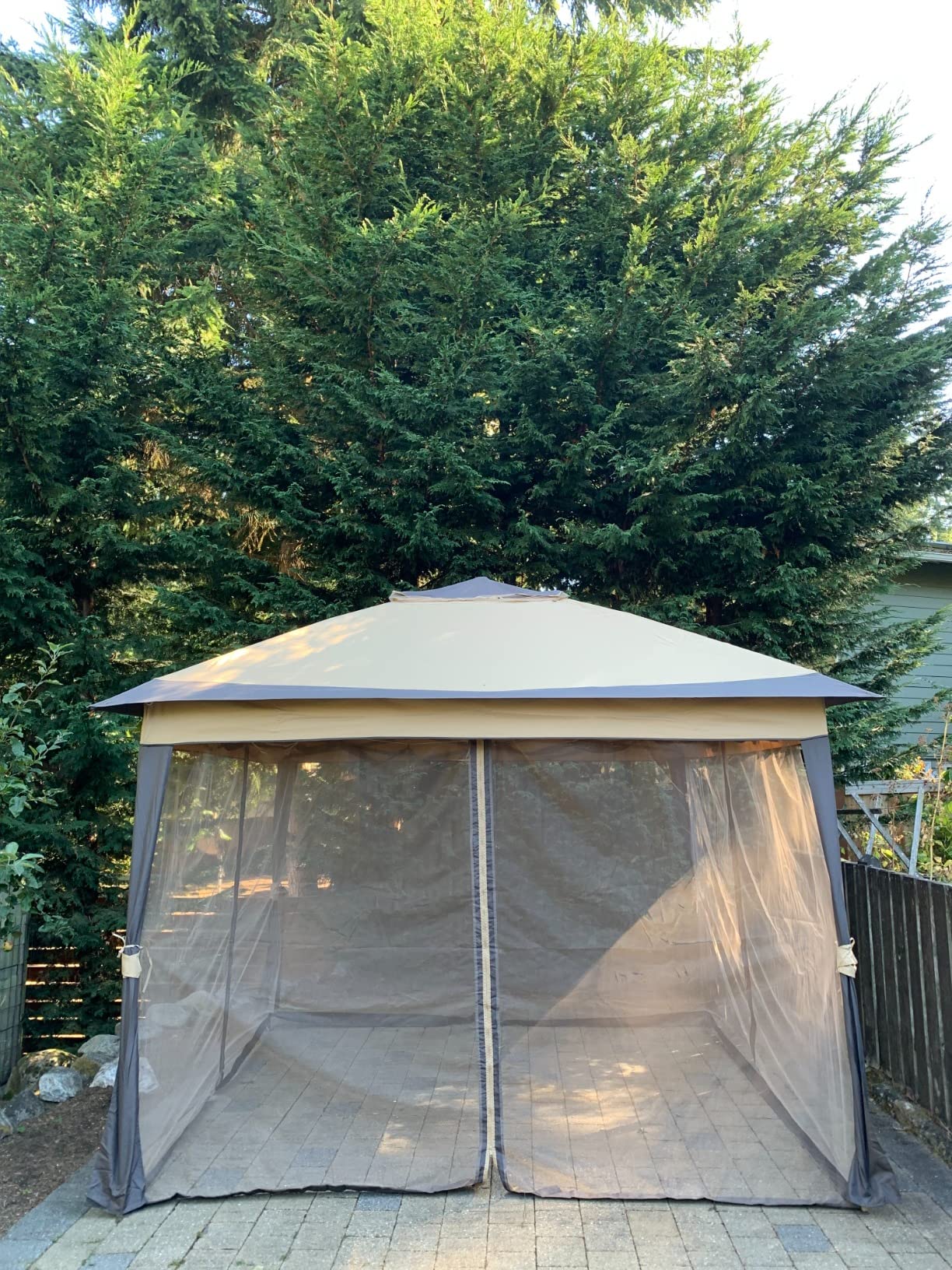 HAPPATIO 10' X 12' Outdoor Patio Gazebo, Canopy Gazebo for Garden,Yard,Patio with Ventilation Double Roof with Mosquito Netting,Gray Customer Review HAPPATIO 10' X 12' Outdoor Patio Gazebo, Canopy Gazebo for Garden,Yard,Patio with Ventilation Double Roof with Mosquito Netting,Gray - Customer Photo 1