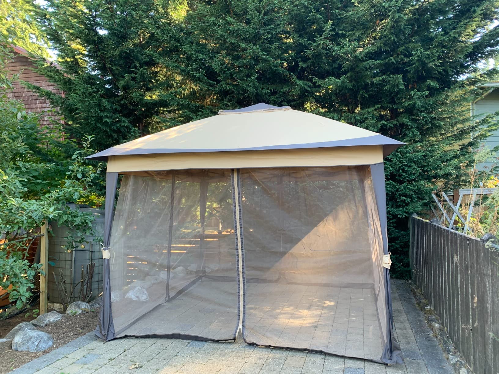 HAPPATIO 10' X 12' Outdoor Patio Gazebo, Canopy Gazebo for Garden,Yard,Patio with Ventilation Double Roof with Mosquito Netting,Gray Customer Review HAPPATIO 10' X 12' Outdoor Patio Gazebo, Canopy Gazebo for Garden,Yard,Patio with Ventilation Double Roof with Mosquito Netting,Gray - Customer Photo 2