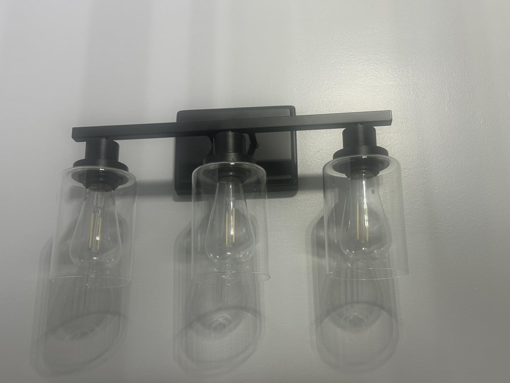 Ascher Bathroom Vanity Light Fixtures, 3 Light Wall Sconces with Clear Glass Shade, Brushed Nickel - Customer Photo 1