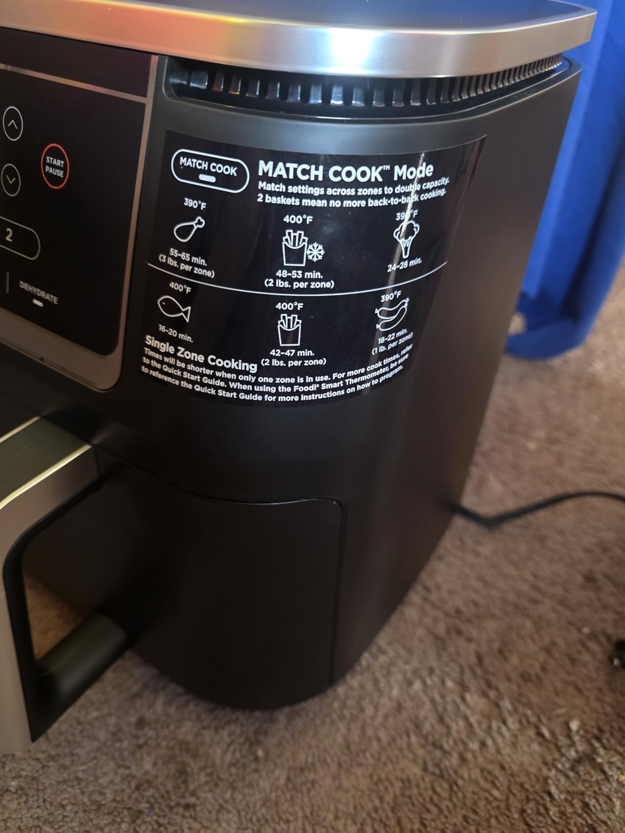 Ninja DZ550 Foodi 10 Quart 6-in-1 DualZone Smart XL Air Fryer with 2 Independent Baskets, Smart Cook Thermometer, Match Cook and Smart Finish, Black customer photo 1