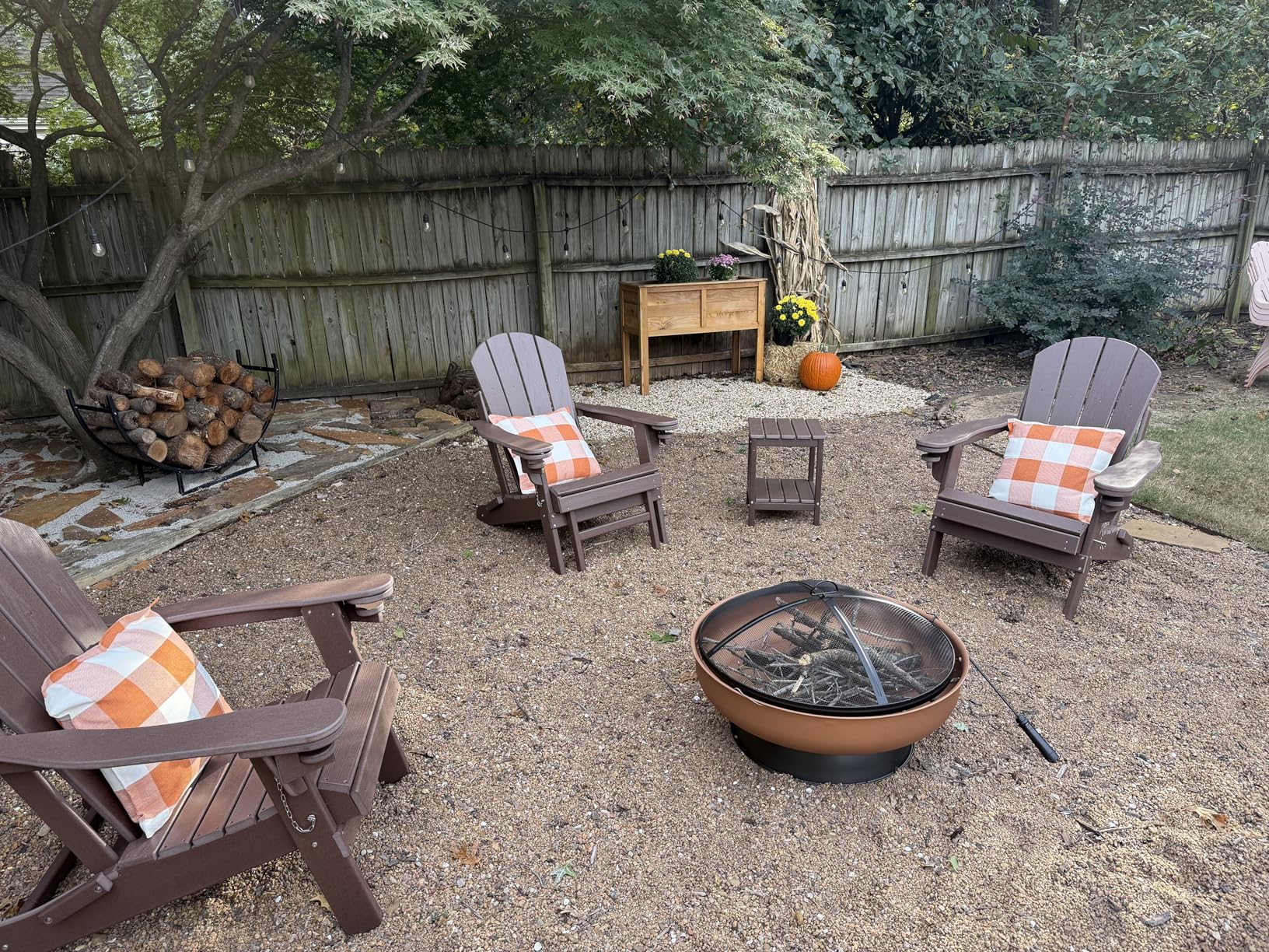 GREENVINES Adirondack-Chairs-with-Ottoman | Set of 2 | Folding | Retractable-Footrest | HDPE Plastic | All Weather Fire Pit Chair | Cup Holders | Blue - Customer Photo 1