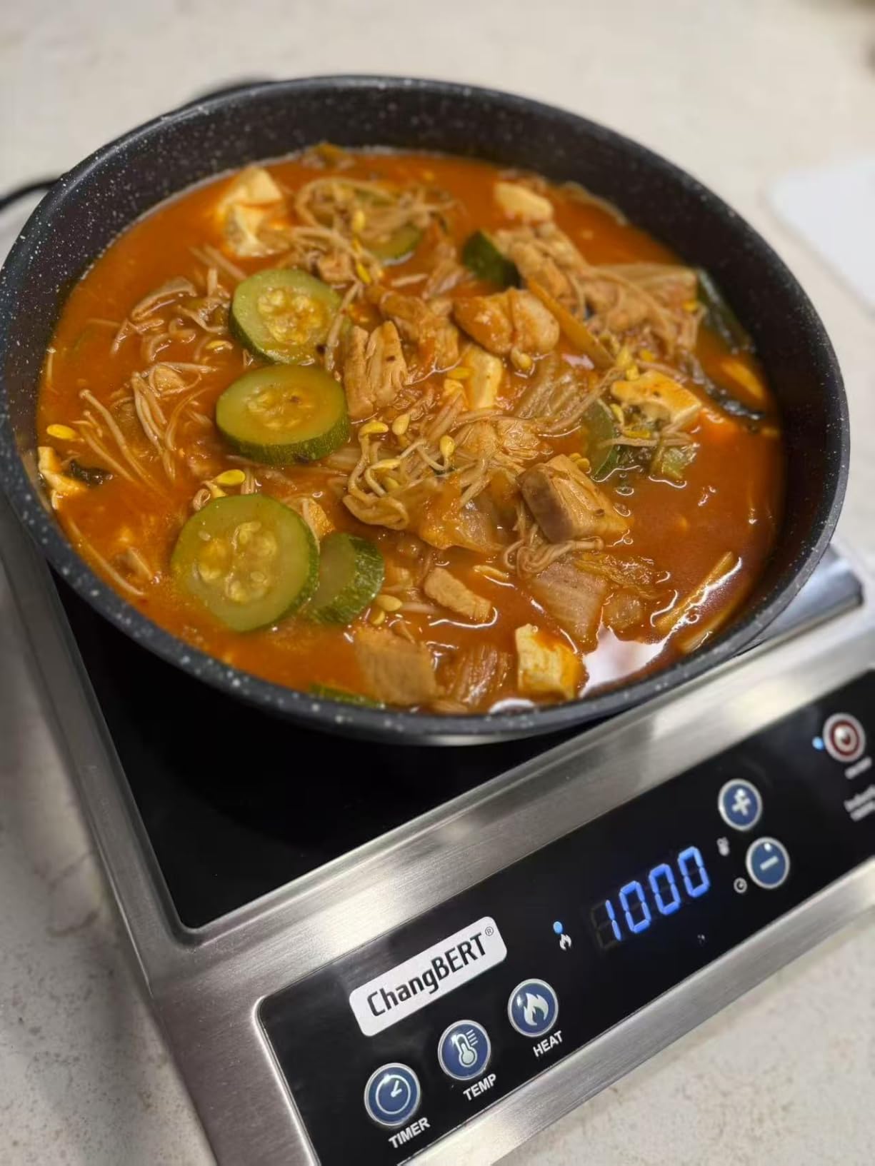 ChangBERT Induction Cooktop, Commercial Grade Portable Cooker, Large 8 Heating Coil, Premium Stainless Steel Countertop Burner with NSF Certified, 10 Hours Timer Powerful 1800W Professional Hot Plate customer photo 1