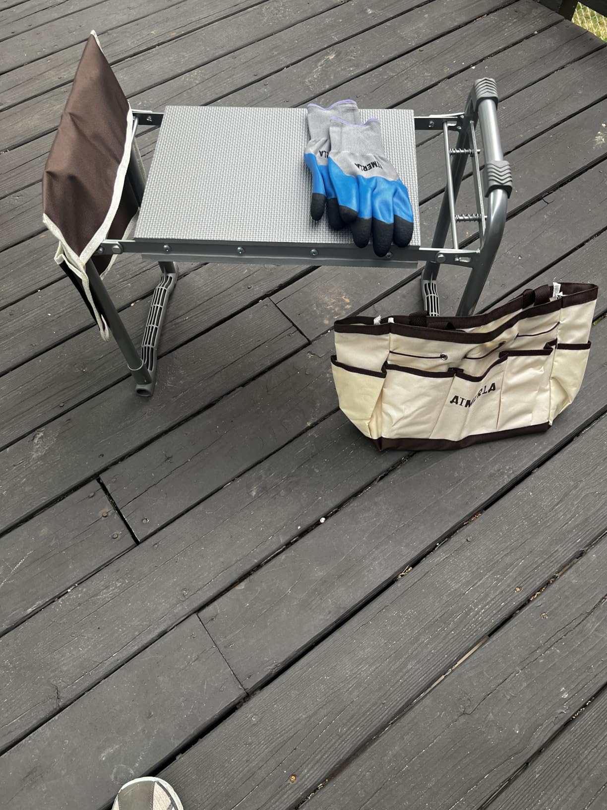 Aimerla Foldable Garden Kneeler Seat Heavy Duty [Upgraded Widened Thick Kneeling Pad] Garden Stool with Large Garden Tool Bags with Pockets - Portable Garden Bench Gardening Gifts for Parents customer photo 2
