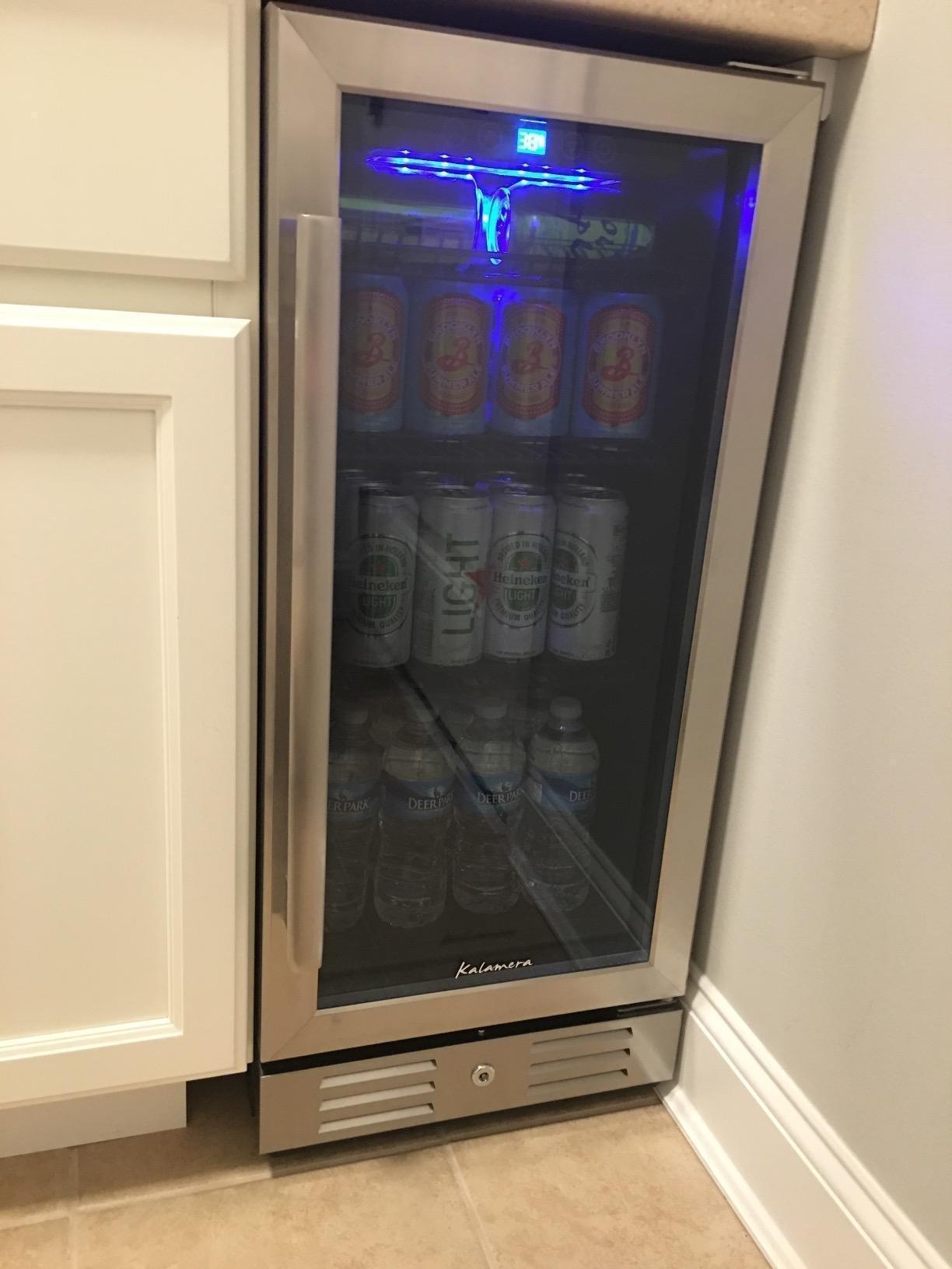 Kalamera 24 inch Wine Cooler, 37 Bottle - Dual Zone Built-in or Freestanding Fridge with Stainless Steel Reversible Glass Door, for Home, Kitchen or Office - Customer Photo 1