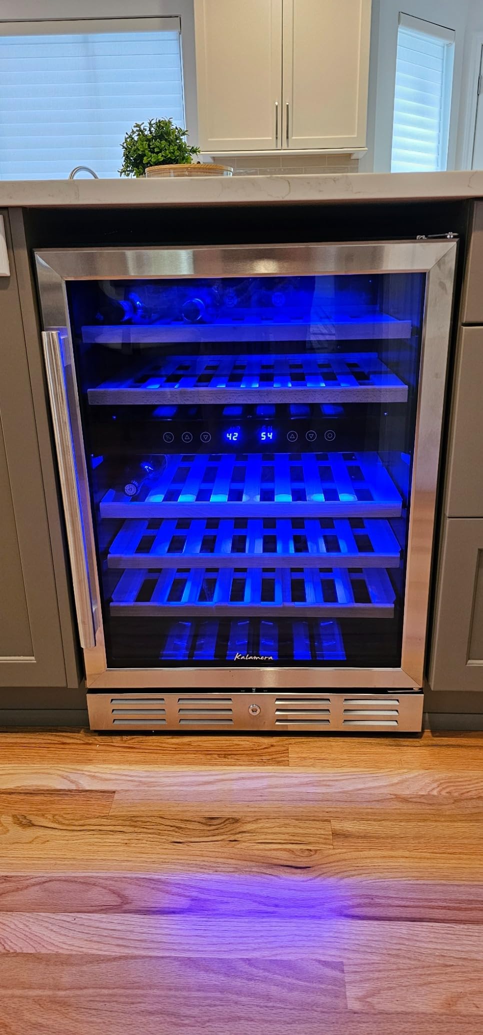 Kalamera 24 inch Wine Cooler, 37 Bottle - Dual Zone Built-in or Freestanding Fridge with Stainless Steel Reversible Glass Door, for Home, Kitchen or Office - Customer Photo 2