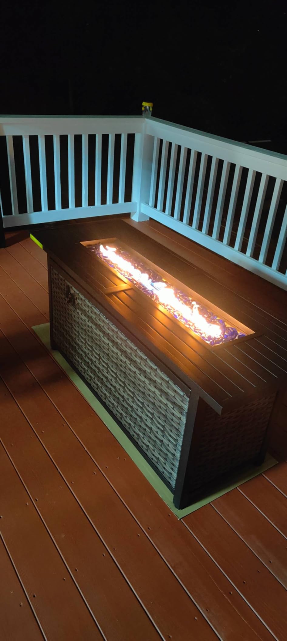 Sophia & William 56 Inch Gas Fire Pit Table Outdoor Rattan Propane Fire Table & Fireplace with Fire Glass, Lid, 50,000 BTU Firepits for Outside Patio - Customer Photo 1