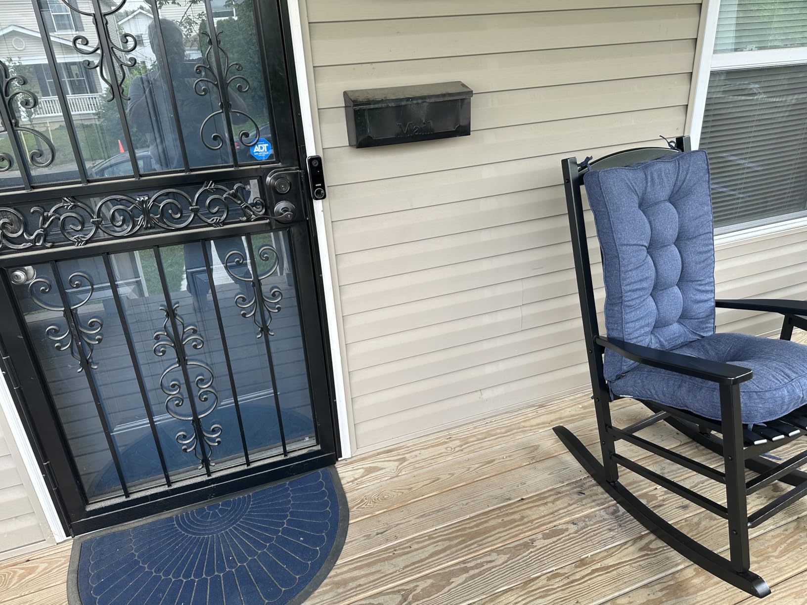 Hupmad Wooden Oversized Porch Rocker Chair with High Back and Armrest, All Weather Slatted Rocker for Backyard, Garden, 400 lbs Support, Natural Customer Review Hupmad Wooden Oversized Porch Rocker Chair with High Back and Armrest, All Weather Slatted Rocker for Backyard, Garden, 400 lbs Support, Natural - Customer Photo 1