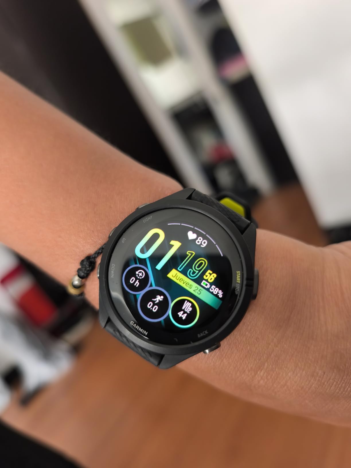 Garmin Forerunner 265S Running Smartwatch, Colorful AMOLED Display, Training Metrics and Recovery Insights, Whitestone and Neo Tropic Customer Review Garmin Forerunner 265S Running Smartwatch, Colorful AMOLED Display, Training Metrics and Recovery Insights, Whitestone and Neo Tropic - Customer Photo 3