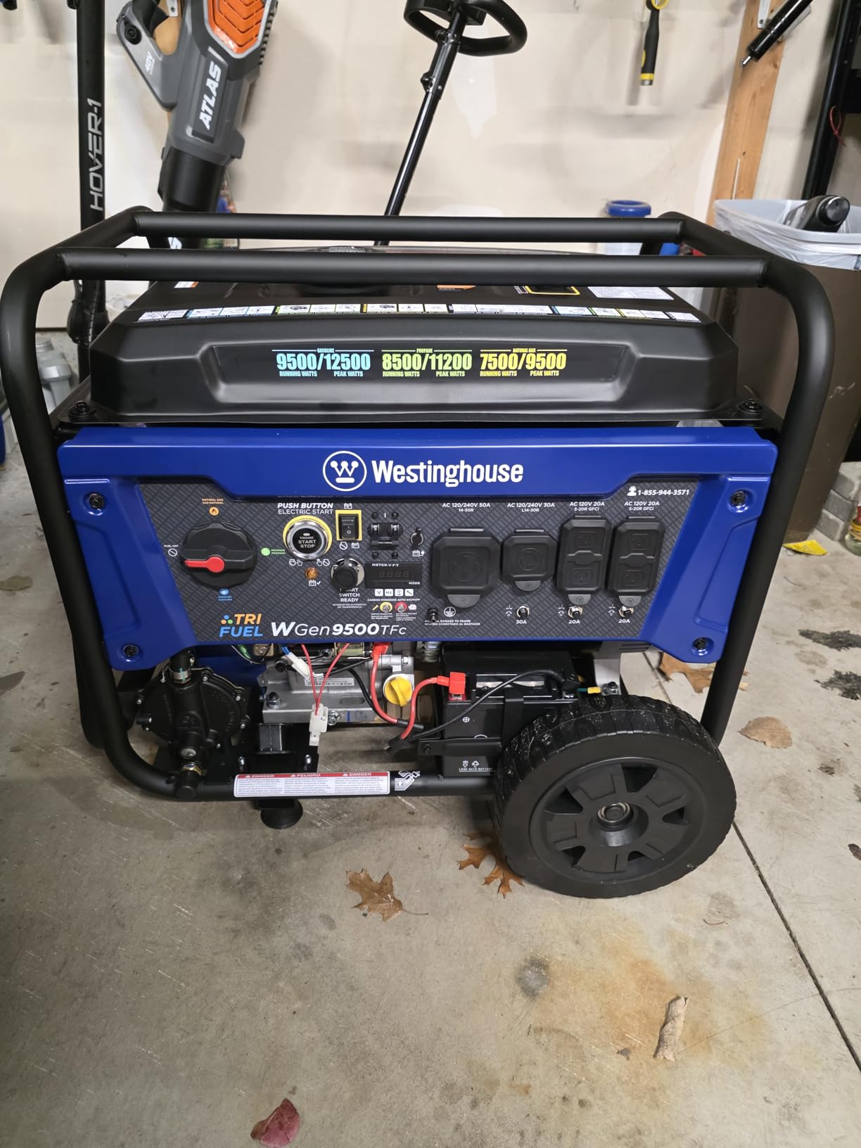 Westinghouse 12500 Peak Watt Tri-Fuel Home Backup Portable Generator, Remote Electric Start, Transfer Switch Ready, Gas, Propane, and Natural Gas Powered - Customer Photo 2