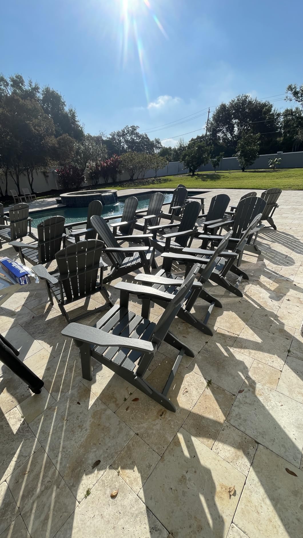 Plawdlik Folding Adirondack Chair, SGS Tested, Wooden Textured with Cup Holder, Heavy All-Weather HDPE Comfortable Set Poolside Backyard Lawn - Customer Photo 1