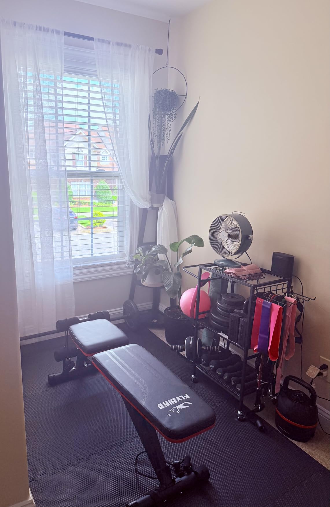 FLYBIRD Foldable Weight Bench with Resistance Bands, 8 Backrests Fast Adjustable FID for Home Gym Full Body Workout, Easy to Storage for Small Apartment - Customer Photo 1