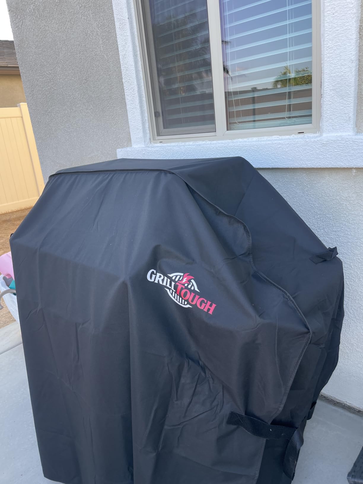 Heavy Duty BBQ Grill Cover for Outdoor Grill, 58 Inch - Waterproof, Weather Resistant, UV & Fade Resistant with Adjustable Straps - Gas Grill Cover for Weber, Genesis, Charbroil, etc. Black customer photo 2