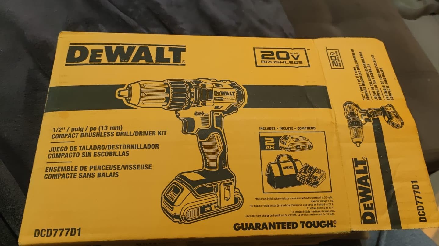 DEWALT 20V MAX Cordless Drill Driver Set, Electric Drill, Brushless 1/2 In 2 Speed, 2.0 Ah Battery and Charger Included, LED Light (DCD777D1) Customer Review DEWALT 20V MAX Cordless Drill Driver Set, Electric Drill, Brushless 1/2 In 2 Speed, 2.0 Ah Battery and Charger Included, LED Light (DCD777D1) - Customer Photo 1