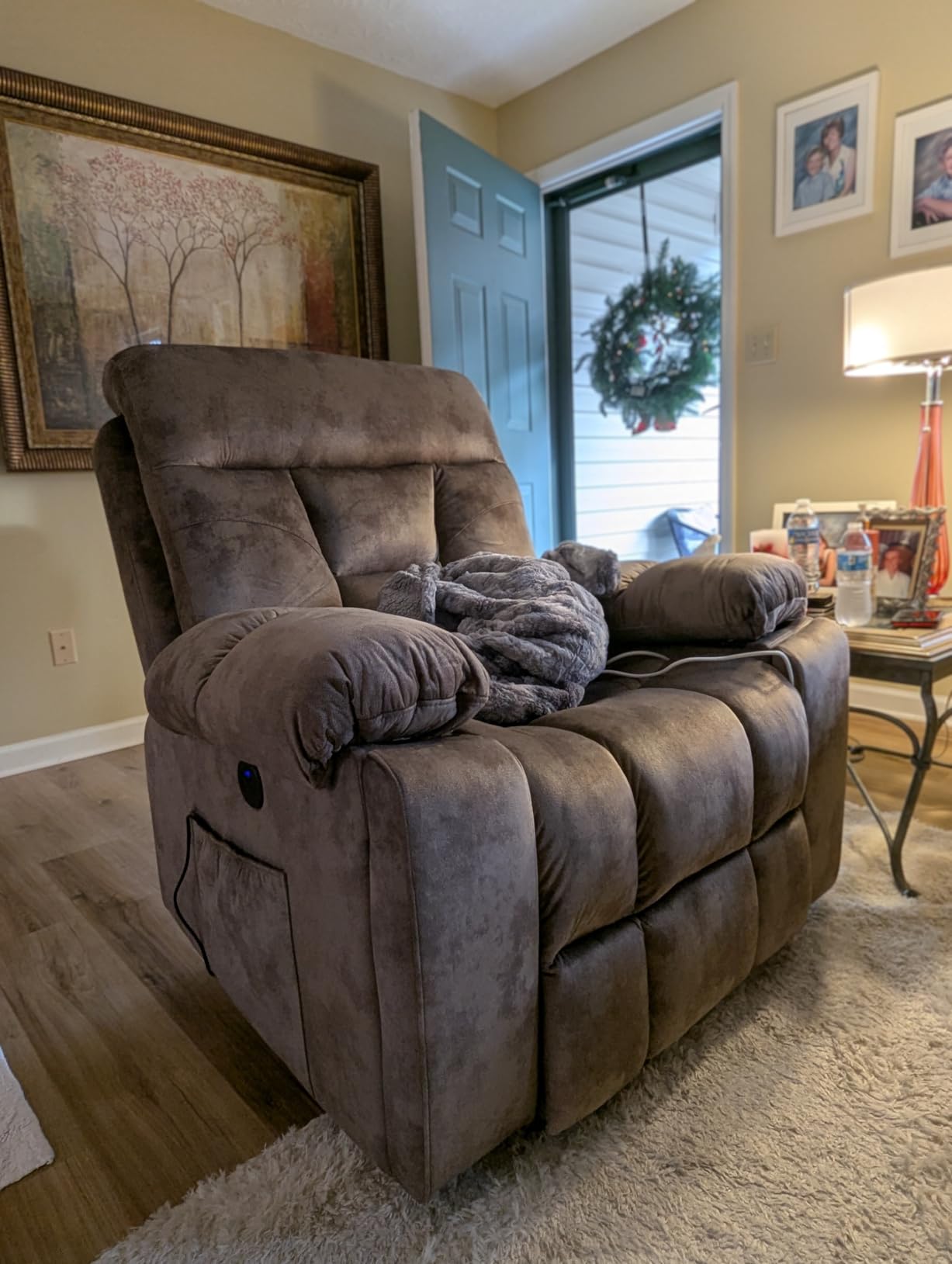 CANMOV Large Power Lift Recliner Chair with Massage and Heat for Elderly Big and Tall People, Overstuffed Wide Recliners with 2 Cup Holders, Side Pocket and USB Port, Camel customer photo 1