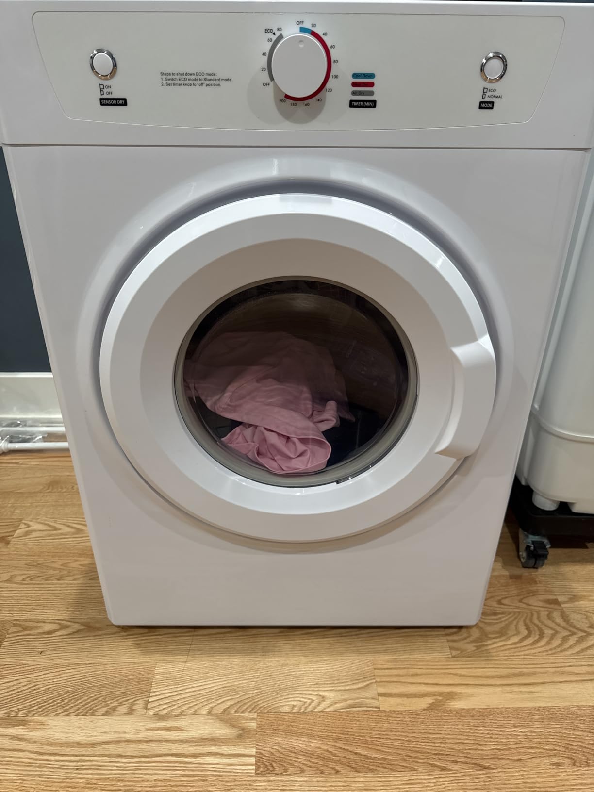 Euhomy Compact Dryer 1.8 cu. ft. Portable Clothes Dryers with Exhaust Duct with Stainless Steel Liner Four Function Small Dryer Machine, Suitable for Apartments, Dorm, RVs, White - Customer Photo 2