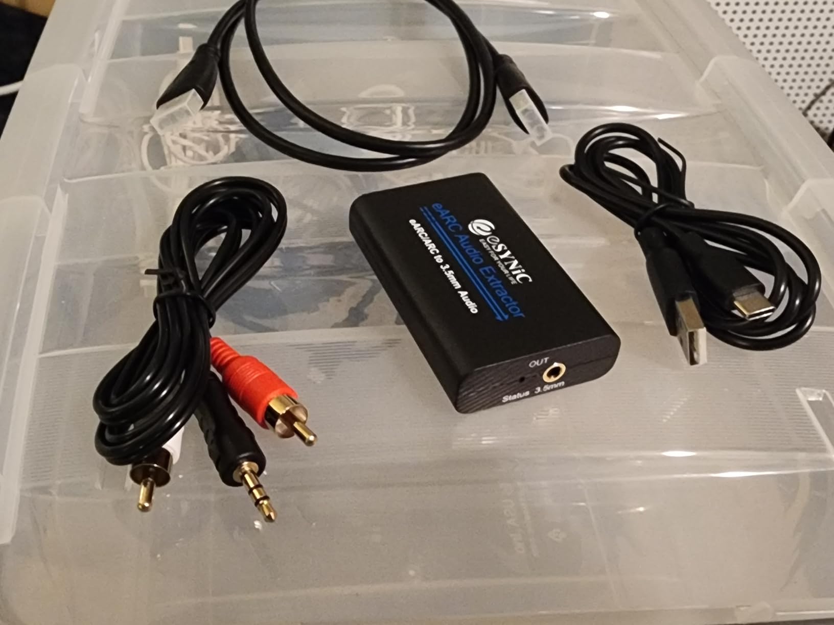 eSynic Portable Optical to RCA Adapter 7 FT Long 192kHz DAC Converter Plug&Play Digital to Analog Audio Converter with Aluminum Shell from HDTV/Blu-ray/DVD/Gaming Consoles to L/R Stereo Audio System - Customer Photo 1