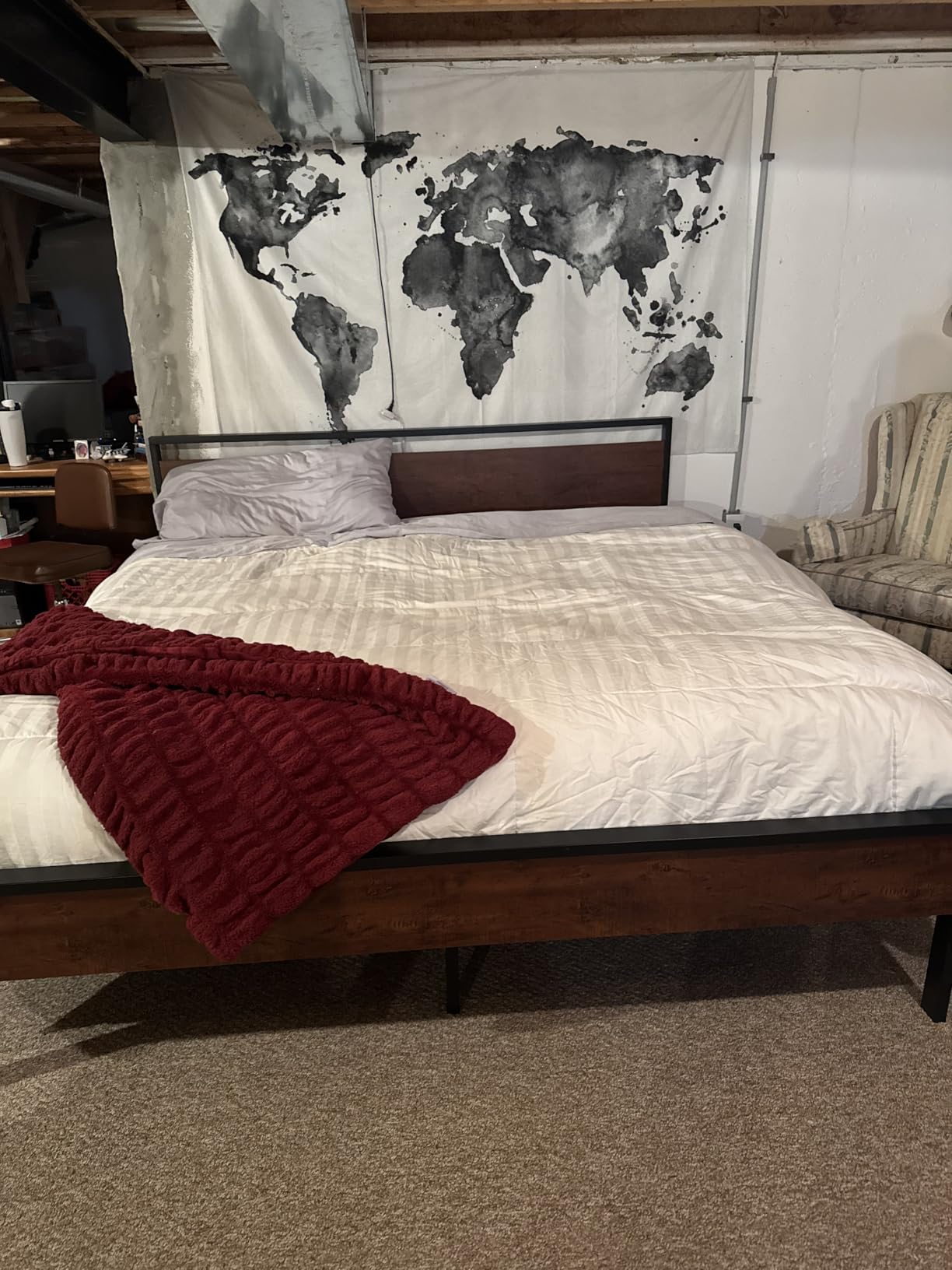 SHA CERLIN 14 Inch Full Size Metal Platform Bed Frame with Wooden Headboard and Footboard, Mattress Foundation, No Box Spring Needed, Large Under Bed Storage, Non-Slip Without Noise, Black Oak - Customer Photo 1