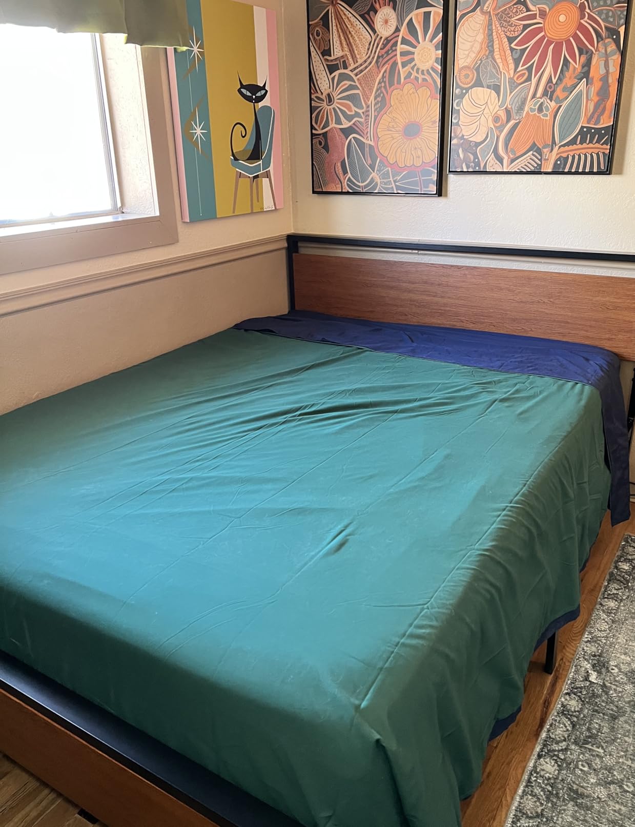 SHA CERLIN 14 Inch Full Size Metal Platform Bed Frame with Wooden Headboard and Footboard, Mattress Foundation, No Box Spring Needed, Large Under Bed Storage, Non-Slip Without Noise, Black Oak - Customer Photo 2
