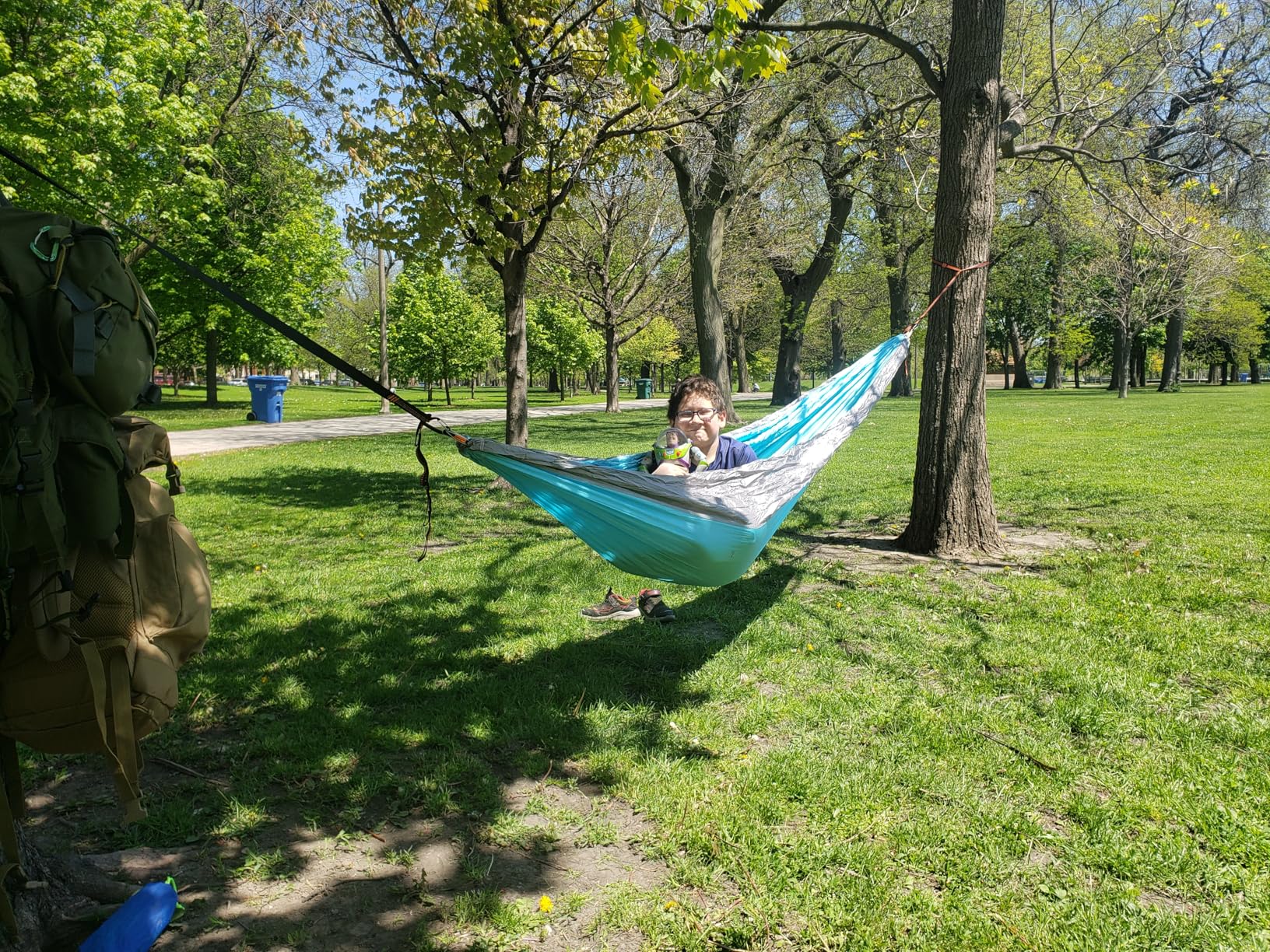 NATUREFUN Ultra-Light Travel Camping Hammock | 300kg Load Capacity,Breathable,Quick-Drying | 2 x Premium Carabiners,2 x Nylon Slings Included | Outdoor Indoor Garden - Customer Photo 1