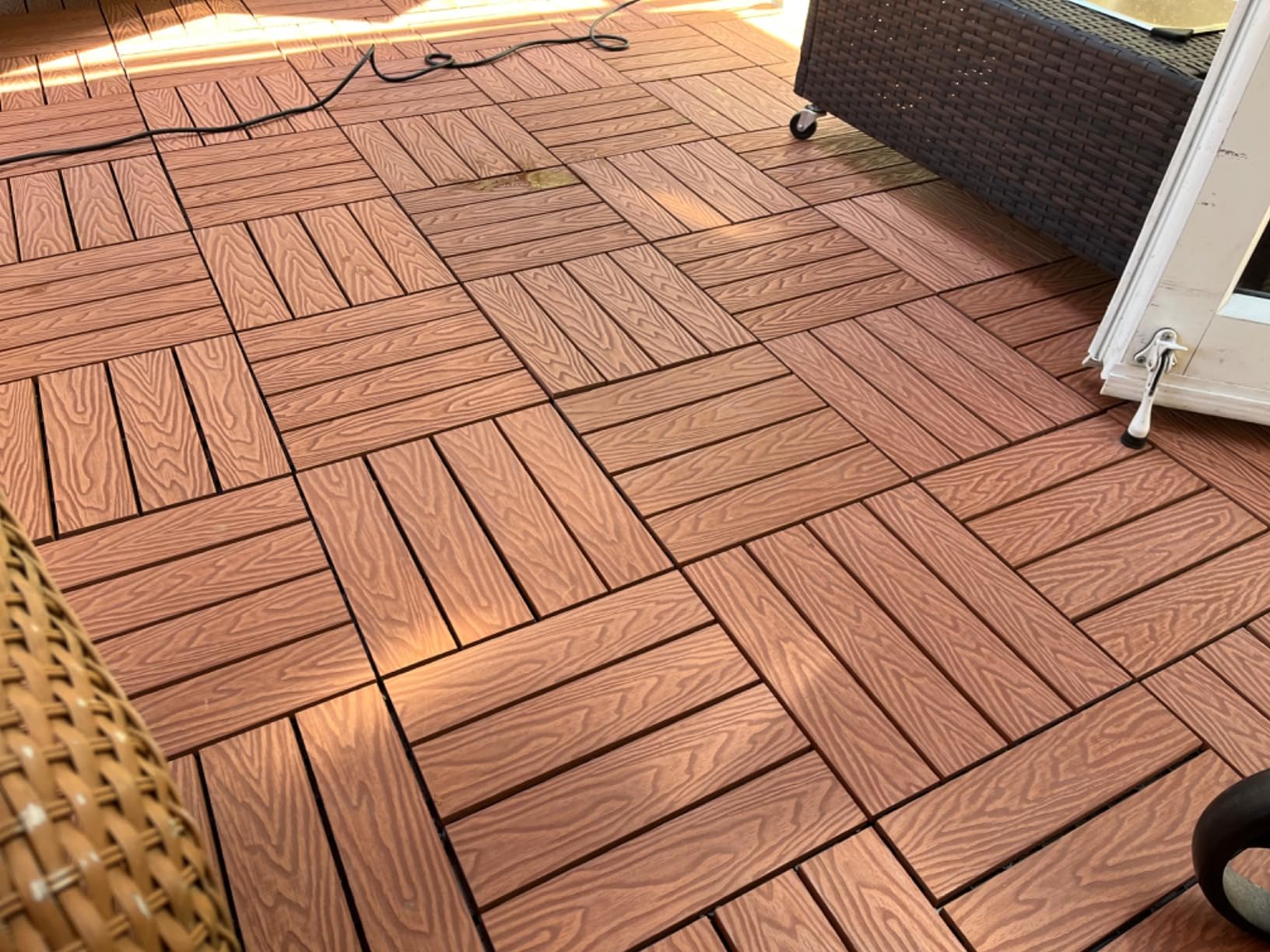 IDZO Wood Plastic Composite Deck Tiles Set of 10, Sustainable FSC Composite Decking Resist Rust, Water, Weather, Easy to DIY & Maintain, Ideal for Patios, Balconies, Rooftops, Decks - Grey Customer Review IDZO Wood Plastic Composite Deck Tiles Set of 10, Sustainable FSC Composite Decking Resist Rust, Water, Weather, Easy to DIY & Maintain, Ideal for Patios, Balconies, Rooftops, Decks - Grey - Customer Photo 2