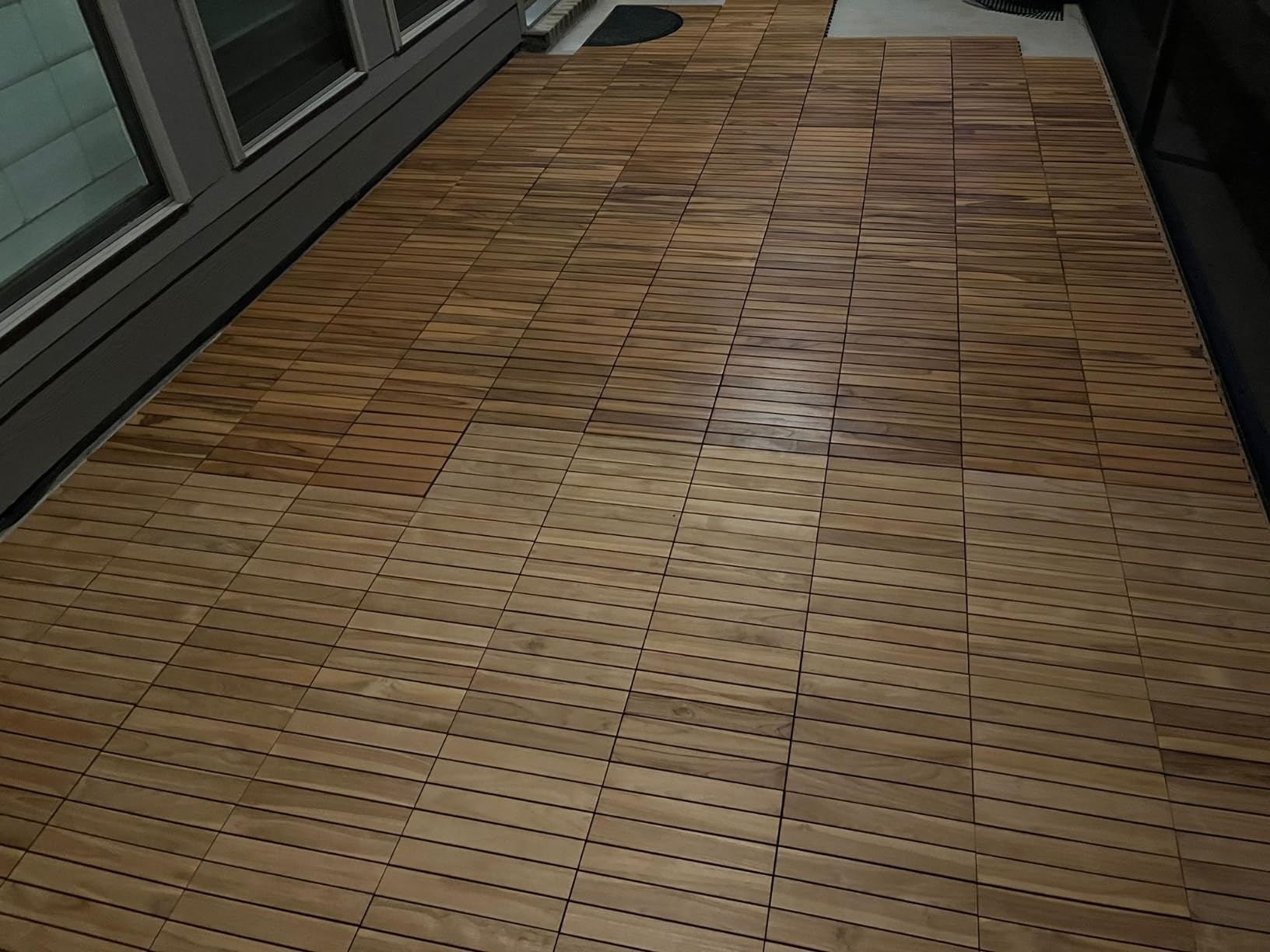 IDZO Wood Plastic Composite Deck Tiles Set of 10, Sustainable FSC Composite Decking Resist Rust, Water, Weather, Easy to DIY & Maintain, Ideal for Patios, Balconies, Rooftops, Decks - Grey - Customer Photo 5