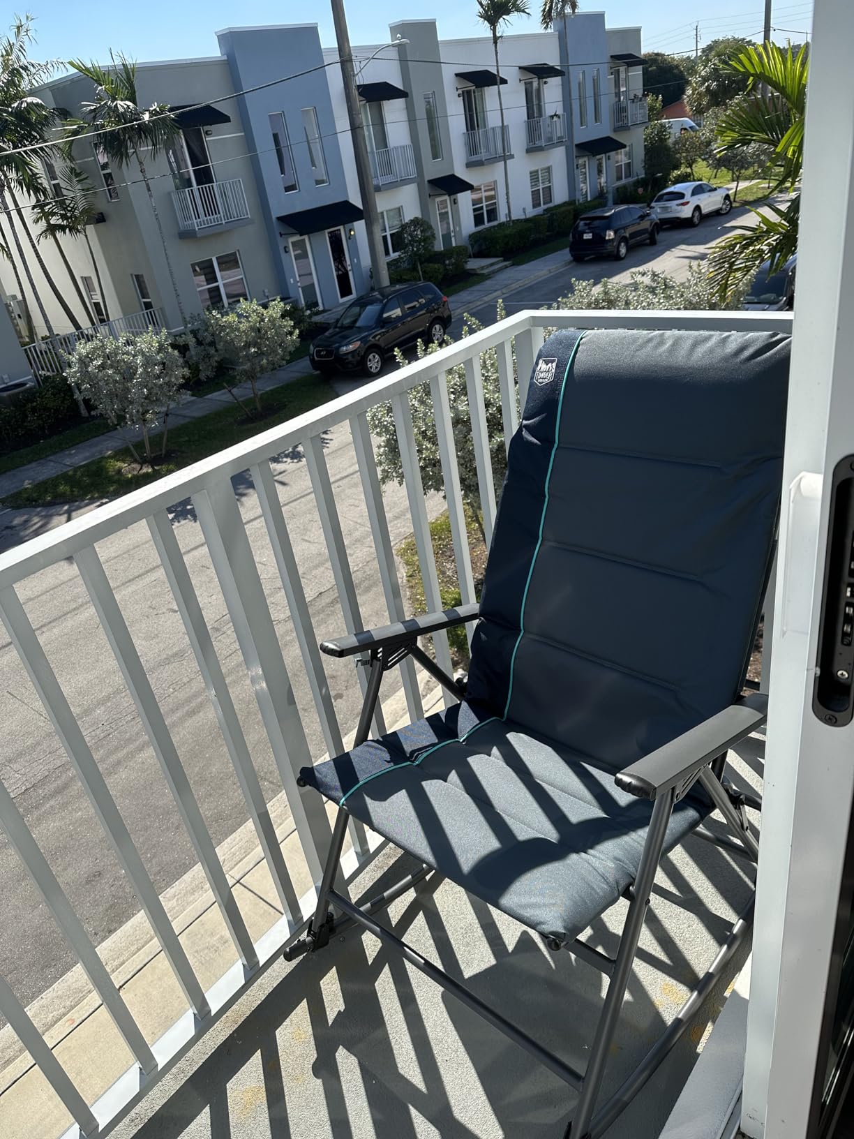 Timber Ridge Oversized Folding Rocking Camping Chair, Padded Outdoor Rocker with High Back, Portable Outdoor Chair for Patio, Garden, Lawn, Supports up to 400 lbs, Blue Customer Review Timber Ridge Oversized Folding Rocking Camping Chair, Padded Outdoor Rocker with High Back, Portable Outdoor Chair for Patio, Garden, Lawn, Supports up to 400 lbs, Blue - Customer Photo 1