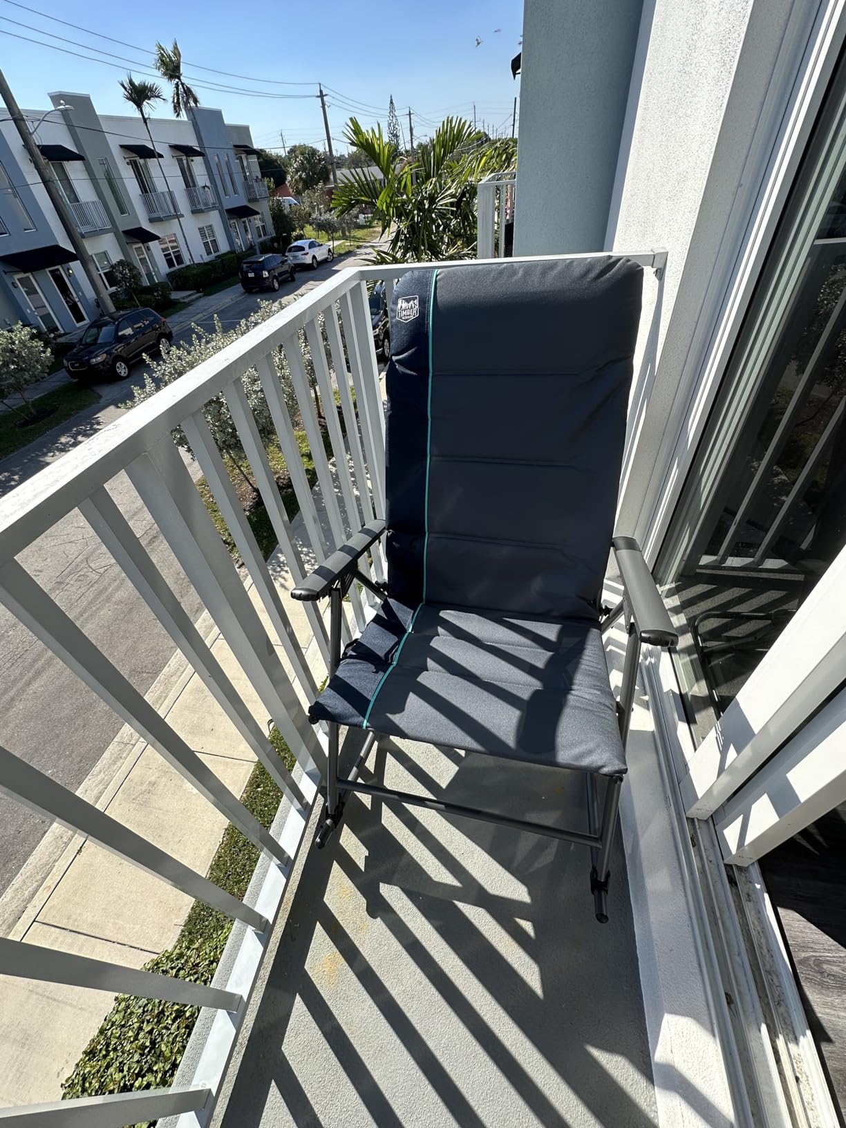 Timber Ridge Oversized Folding Rocking Camping Chair, Padded Outdoor Rocker with High Back, Portable Outdoor Chair for Patio, Garden, Lawn, Supports up to 400 lbs, Blue Customer Review Timber Ridge Oversized Folding Rocking Camping Chair, Padded Outdoor Rocker with High Back, Portable Outdoor Chair for Patio, Garden, Lawn, Supports up to 400 lbs, Blue - Customer Photo 2
