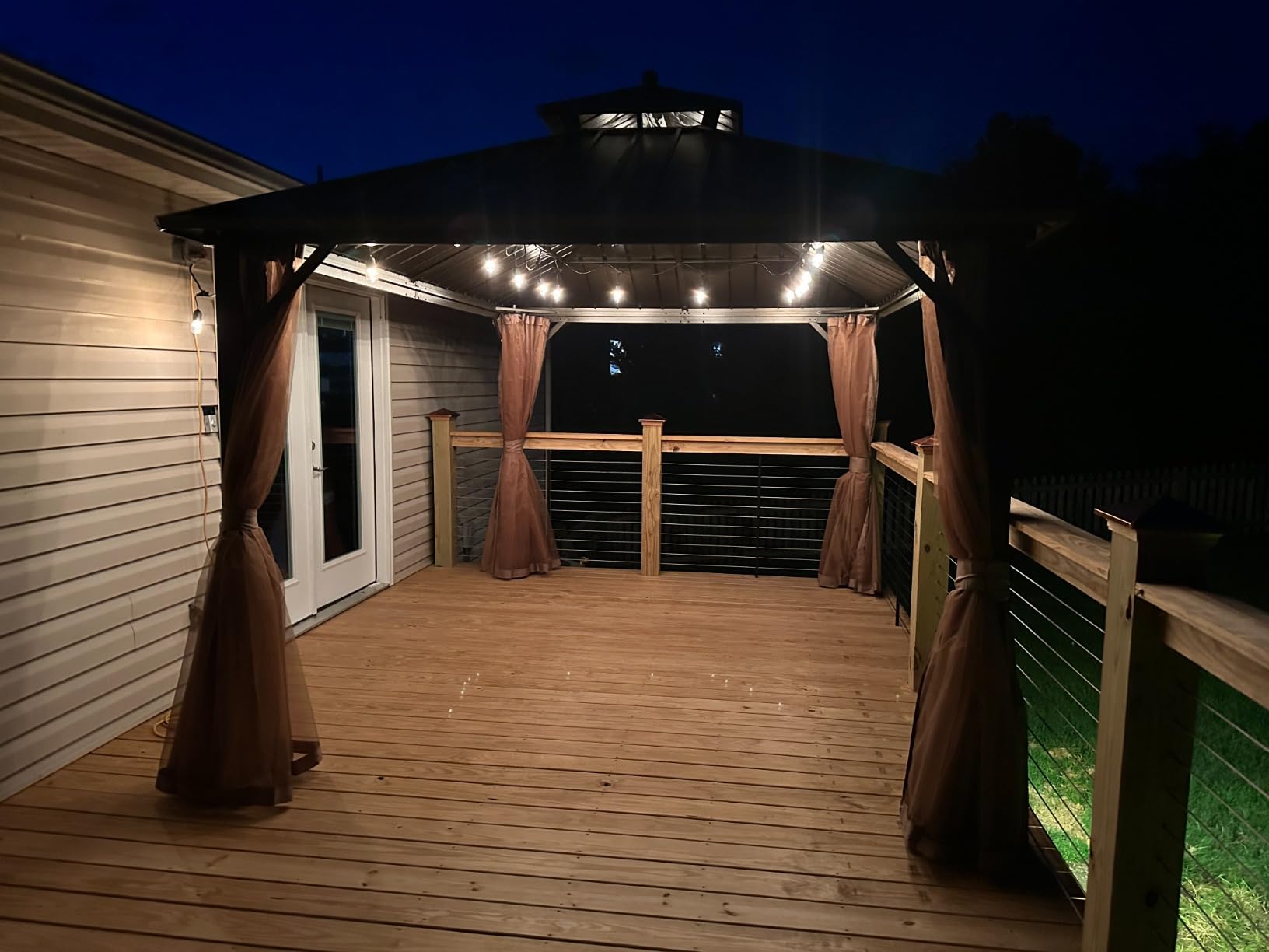 EROMMY 10' x 12' Hardtop Gazebo, Aluminum Frame Gazebos with Galvanized Steel Double Roof, Permanent Outdoor Metal Pavilion with Curtain and Netting for Patio, Lawn, Deck customer photo 2