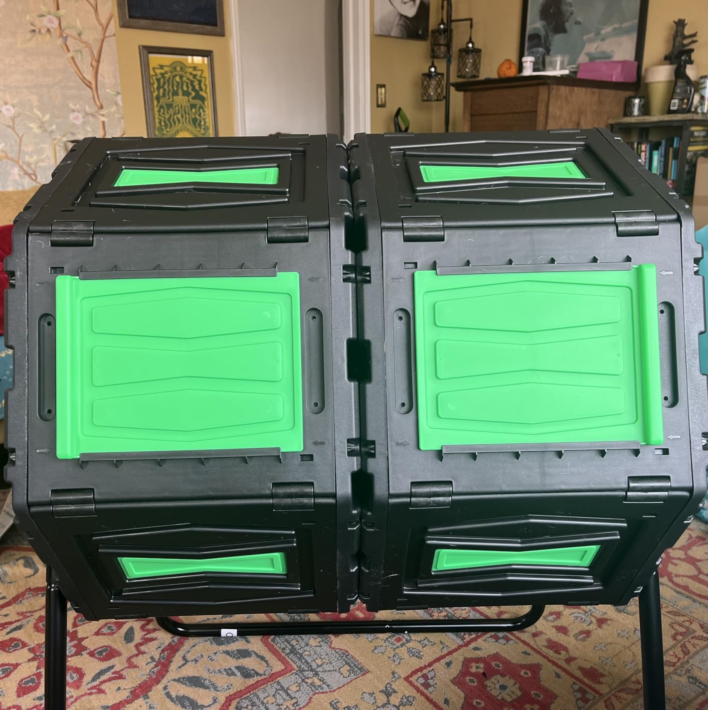 Compost Tumbler, Easy Assemble & Efficient Outdoor Compost Bin, 45 Gallon/170 Liter Large Dual Chamber Rotating Composter for Garden, Kitchen, and Yard Waste, Orange Door - Customer Photo 2