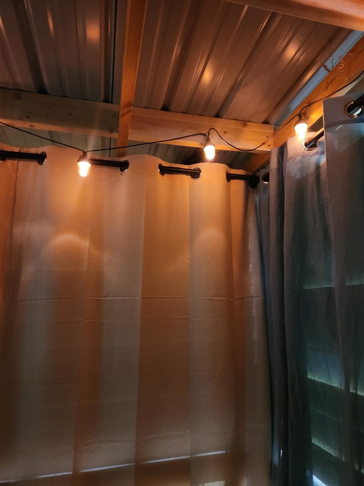 Easy-Going Outdoor Curtains Waterproof Windproof Weatherproof Curtain for Patio, Cabana, Porch, Pergola and Gazebo, Grommet Top and Tab Bottom Drape, 1panel, 54x84 inch, Black Customer Review Easy-Going Outdoor Curtains Waterproof Windproof Weatherproof Curtain for Patio, Cabana, Porch, Pergola and Gazebo, Grommet Top and Tab Bottom Drape, 1panel, 54x84 inch, Black - Customer Photo 1