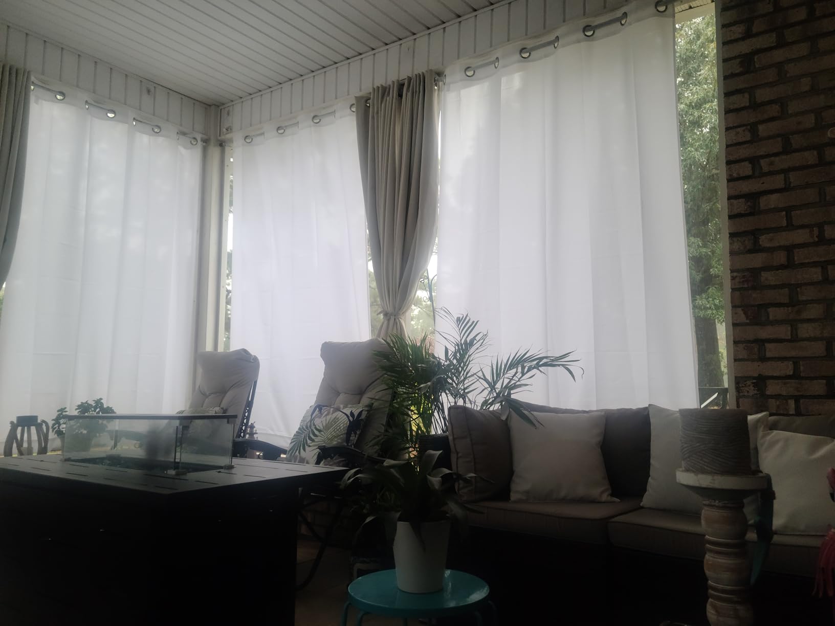 Easy-Going Outdoor Curtains Waterproof Windproof Weatherproof Curtain for Patio, Cabana, Porch, Pergola and Gazebo, Grommet Top and Tab Bottom Drape, 1panel, 54x84 inch, Black Customer Review Easy-Going Outdoor Curtains Waterproof Windproof Weatherproof Curtain for Patio, Cabana, Porch, Pergola and Gazebo, Grommet Top and Tab Bottom Drape, 1panel, 54x84 inch, Black - Customer Photo 5