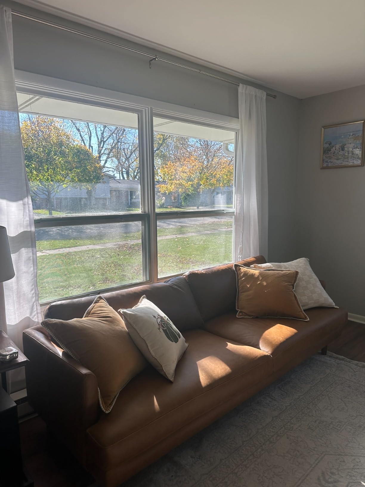 SIMPLIHOME Livingston 90-inch Wide Sofa in Caramel Brown Top Grain Genuine Leather, Handcrafted Mid-Century Modern Couch for Living Room, Large 3-Seater with Feather-Wrapped Cushions - Customer Photo 1