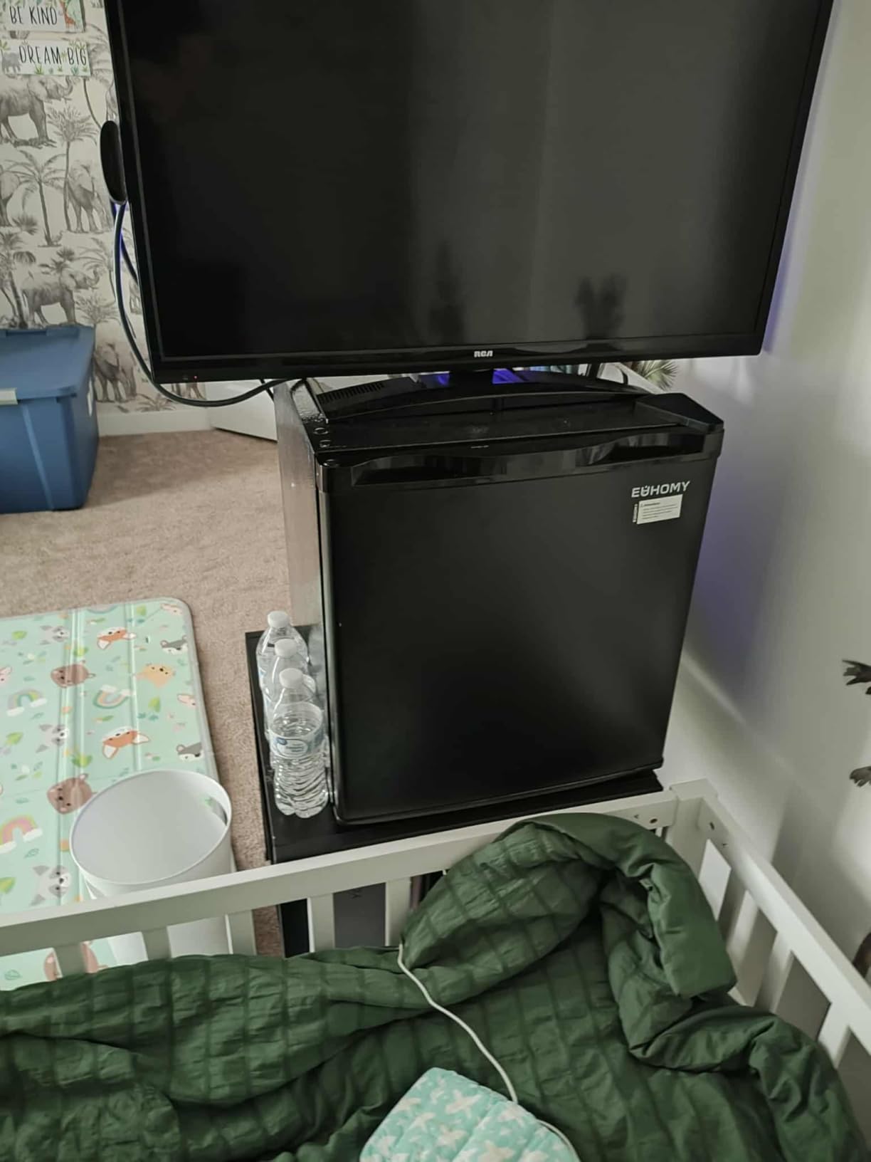 EUHOMY 1.7 Cu.Ft Mini Fridge with Freezer, Reversible Single Door Compact Refrigerator, Adjustable Thermostat, Energy Saving, Mini Fridge for Bedroom, Office, Dorm, Black Customer Review EUHOMY 1.7 Cu.Ft Mini Fridge with Freezer, Reversible Single Door Compact Refrigerator, Adjustable Thermostat, Energy Saving, Mini Fridge for Bedroom, Office, Dorm, Black - Customer Photo 1