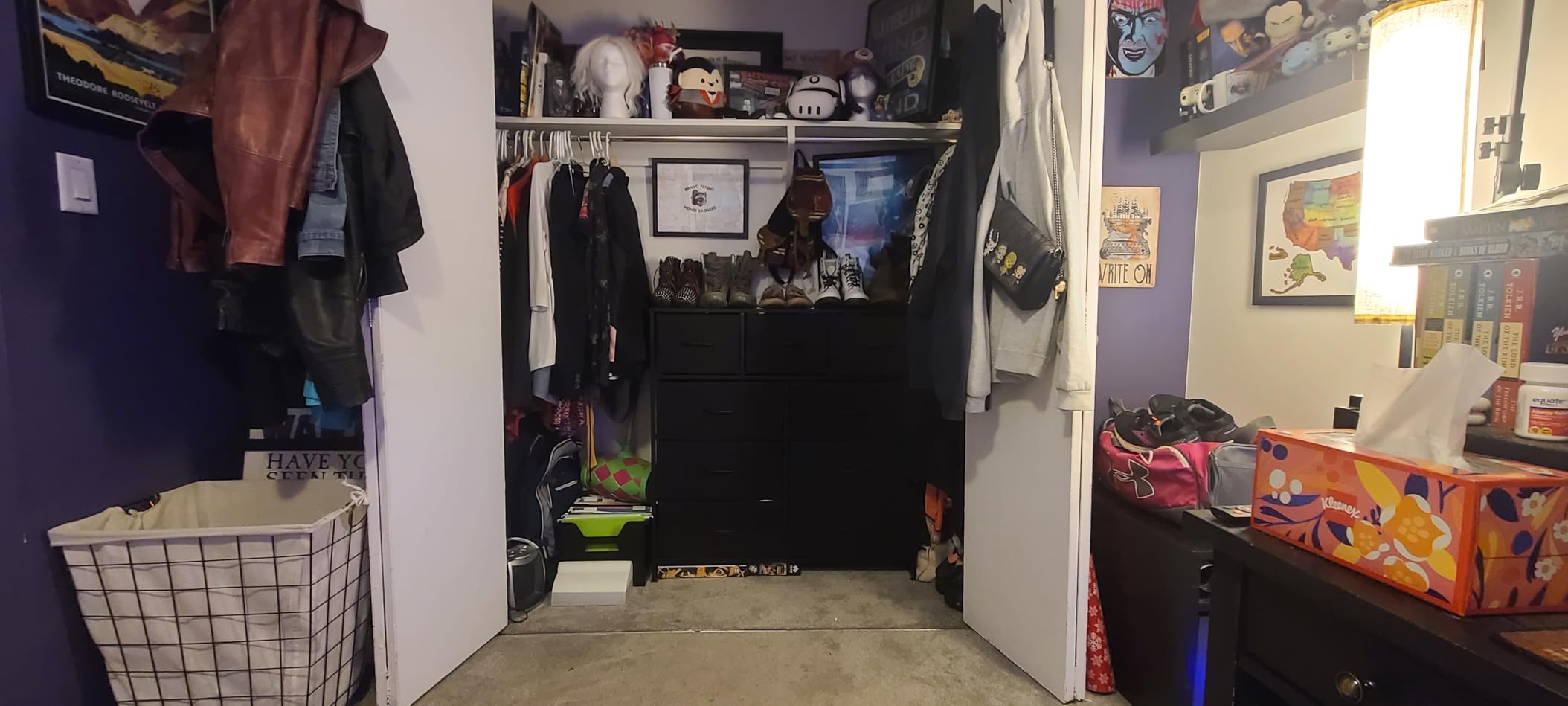 DUMOS Dresser for Bedroom, Storage Organizer with 9 Drawers, Chest of Drawers with Fabric Bins, Sturdy Metal Frame, Wood Tabletop for Guest Room, Closet, Entryway, Black - Customer Photo 1