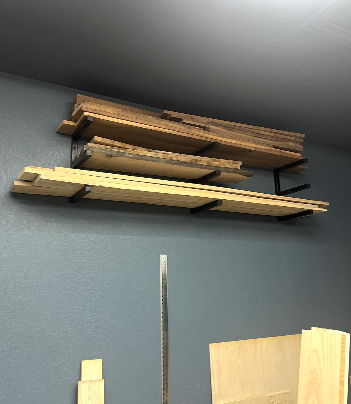 YYR Wood Organizer and Lumber Storage Rack Wall Mount, Heavy Duty Metal Shelf with 6-Level Holds Up 1200 LBS, Indoor & Outdoor Use - Orange customer photo 1