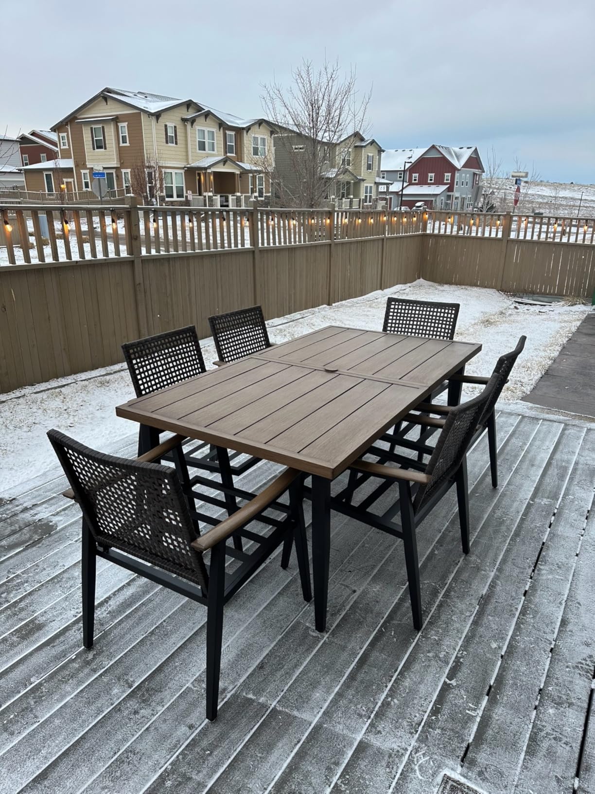 NATURAL EXPRESSIONS 7 Piece Patio Dining Set for 6 Outdoor Furniture Set, Rattan Wicker Chairs with Cushions and 65