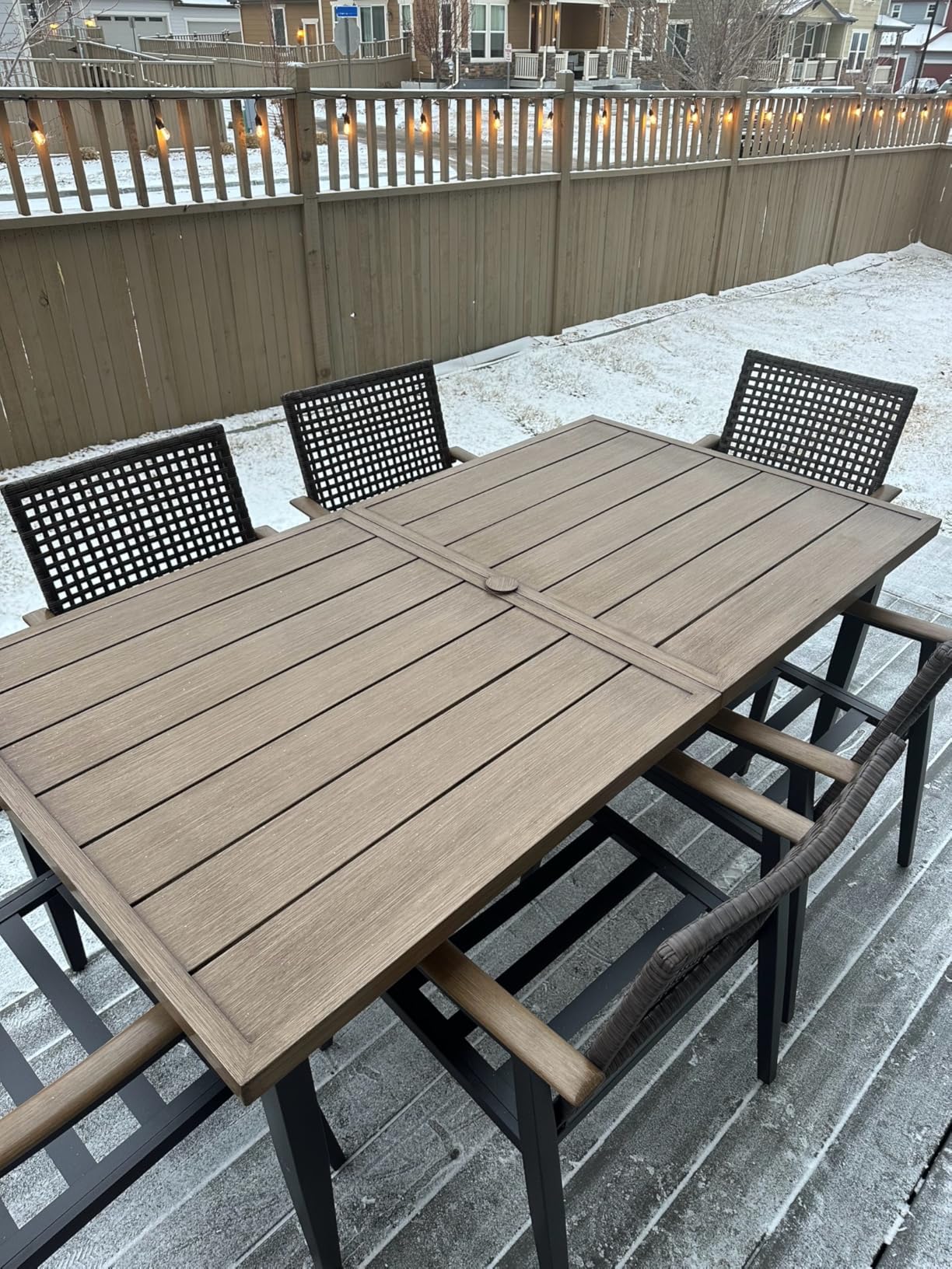NATURAL EXPRESSIONS 7 Piece Patio Dining Set for 6 Outdoor Furniture Set, Rattan Wicker Chairs with Cushions and 65