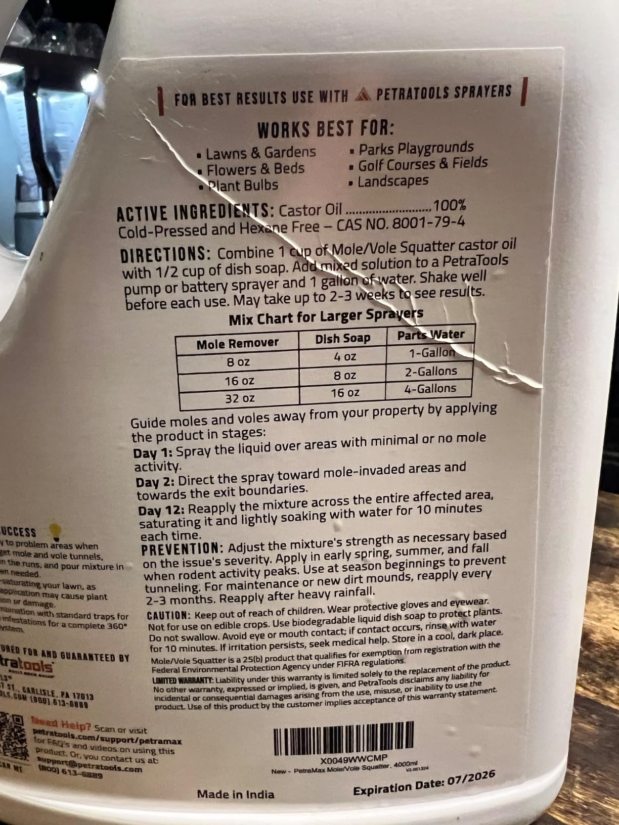 PetraMax Castor Oil Mole Repellent for Lawns - Best Anti Mole and Vole Repellent of Outdoor Space - How to Get Rid of Moles in My Yard, Garden Or Lawn, Safe and Effective Vole Deterrent (33.8 fl oz) - Customer Photo 2